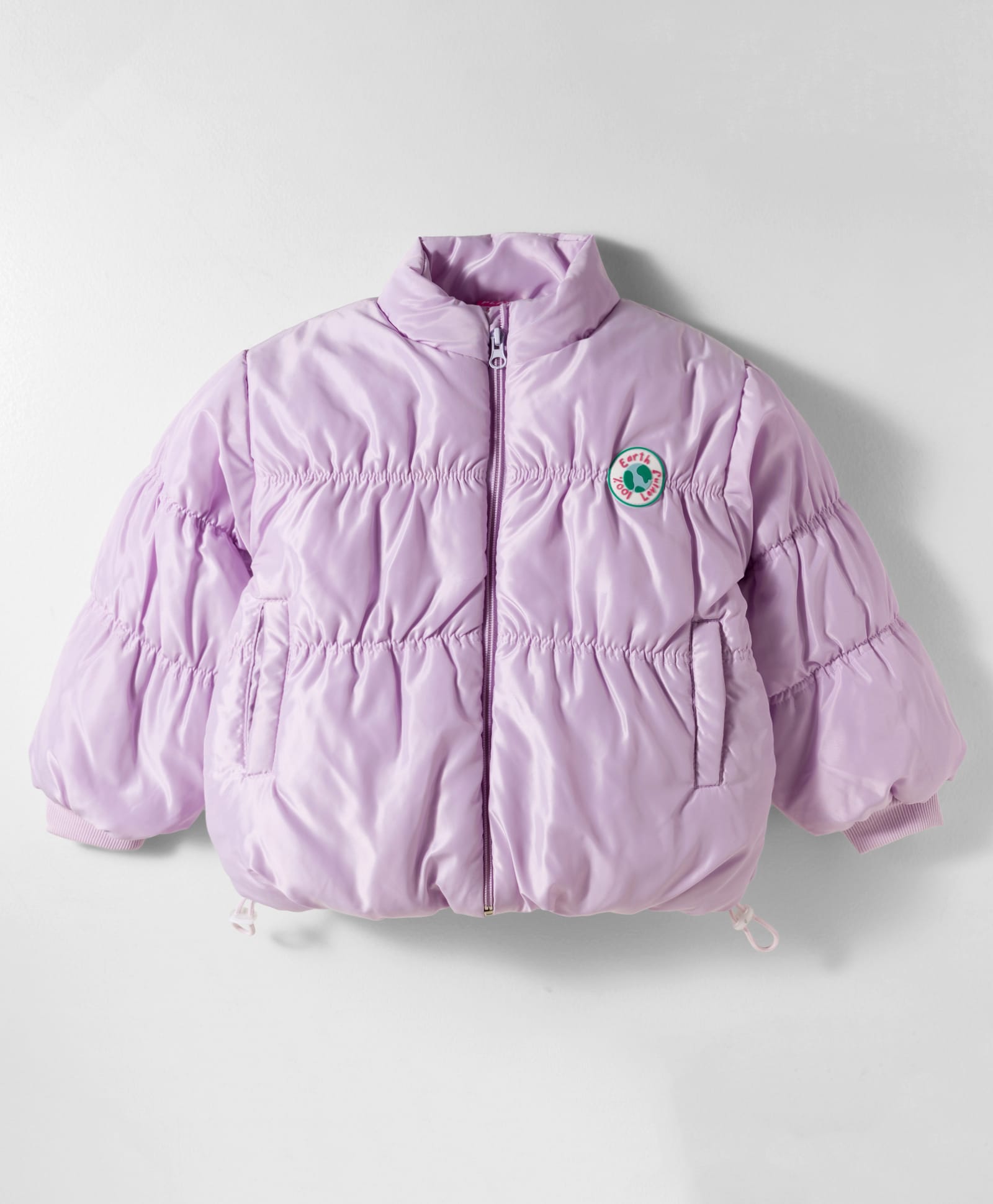 Little Kangaroos Woven Full Sleeves Padded Jacket With Badge Detailing - Purple-image-36