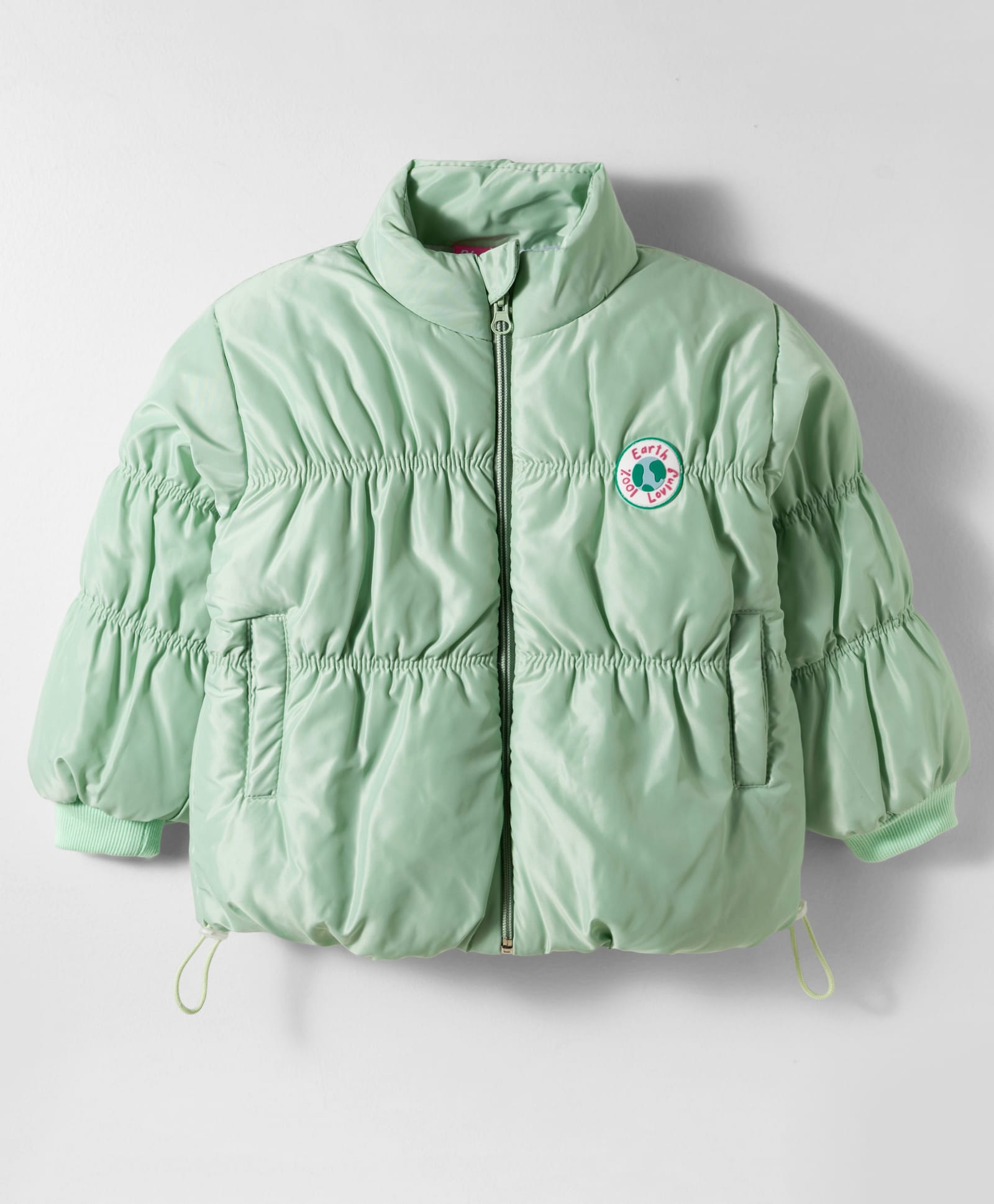 Little Kangaroos Woven Full Sleeves Padded Jacket With Badge Detailing - Sea Green-image-35