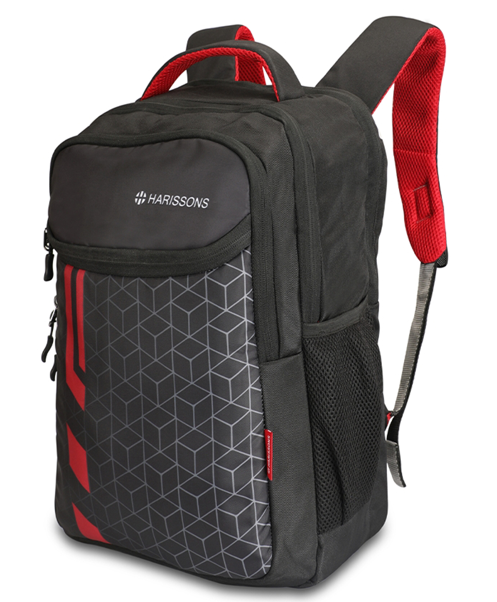 Harissons Laser Black Red Water Repellent Casual Backpack.(Age 9 to 12 Year- Height 18 Inches)-image-1