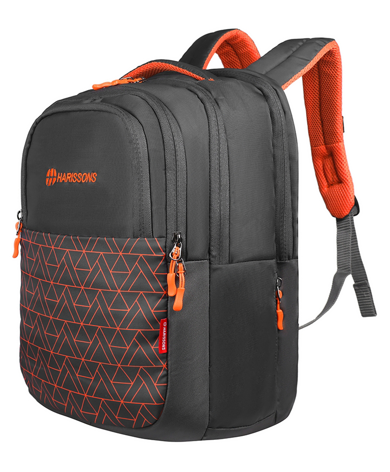 HARISSONS Trigon Casual Backpack for Men & Women Grey & Orange - Height 16 Inches-image-37