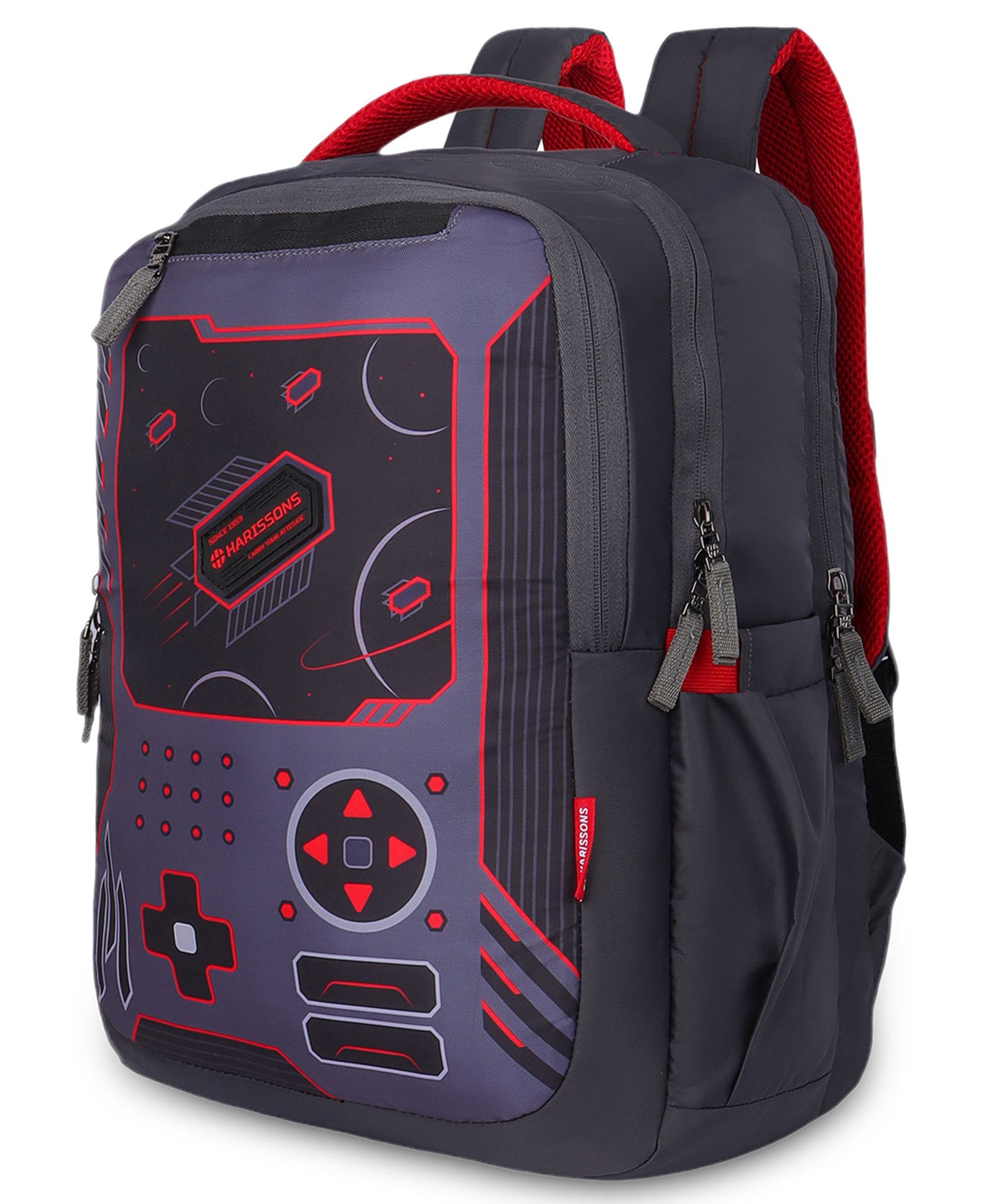 HARISSONS Geek Grey Red school Backpack for Lightweight Bookbag for Kids,Teens & Students.(Age - 6 to 9 Year - Height 18 Inches)-image-13