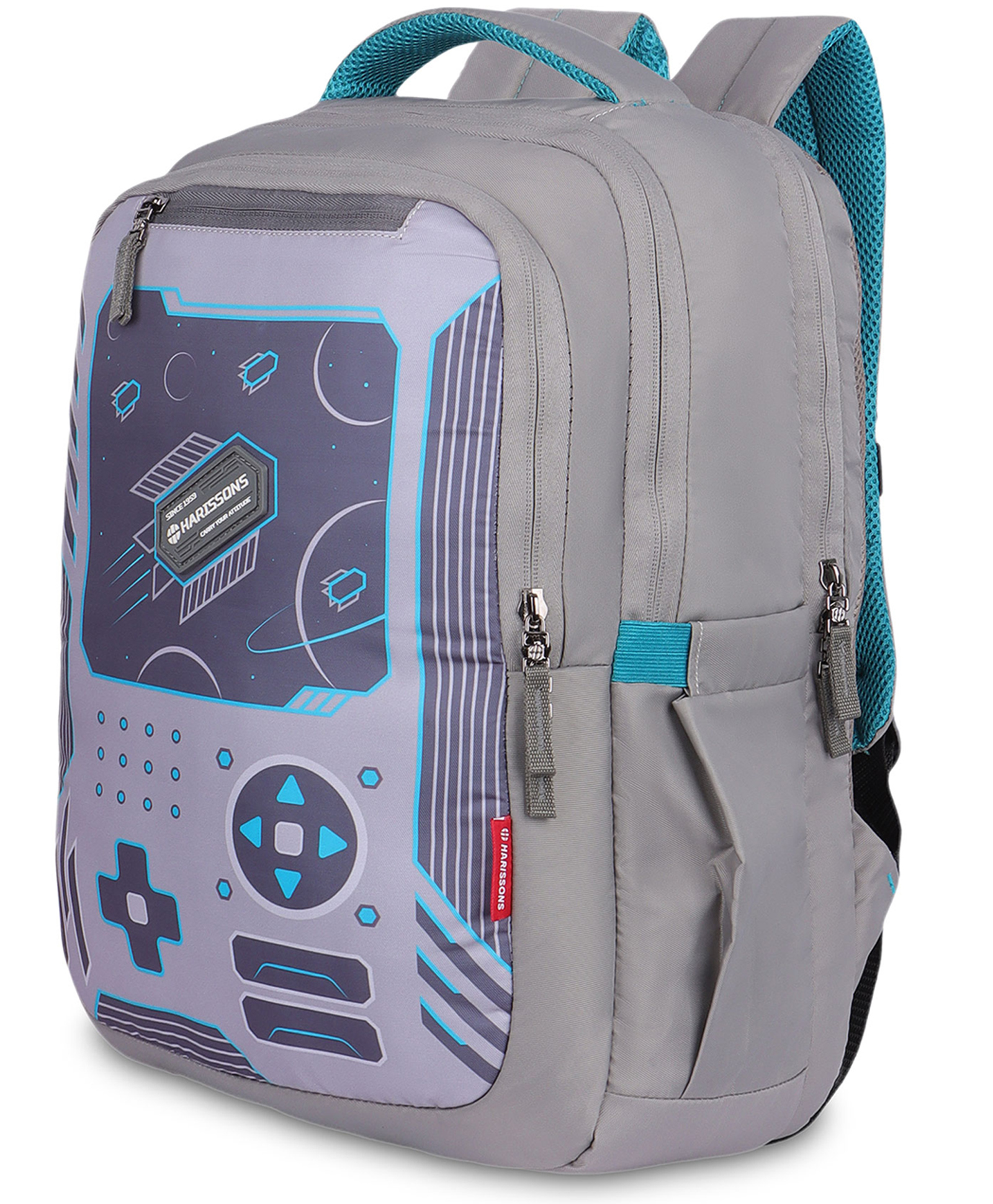 HARISSONS Geek Grey Teal school Backpack for Lightweight Bookbag for Kids,Teens & Students.(Age - 6 to 9 Year - Height 18 Inches)-image-16