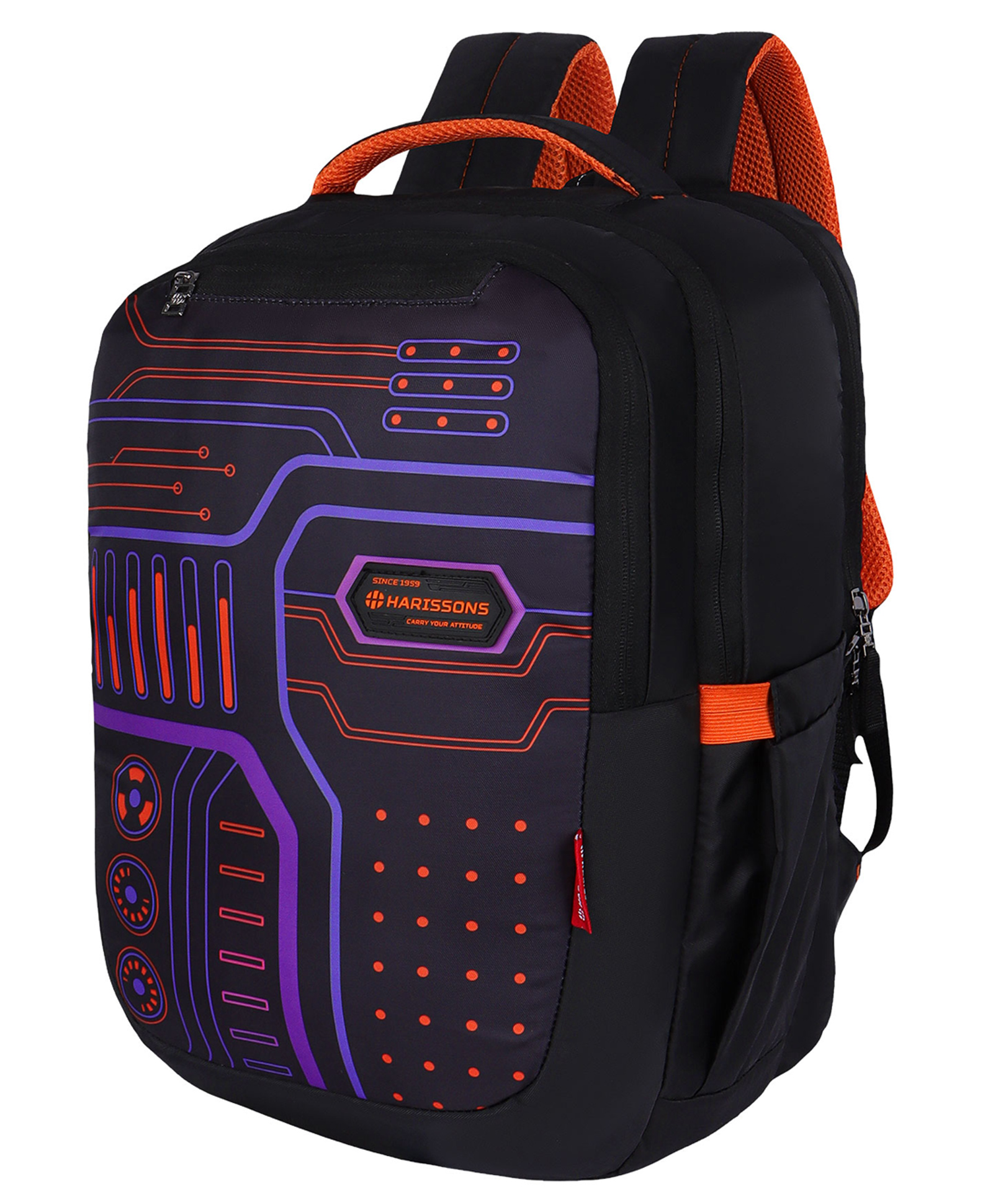 HARISSONS Microchip Black Orange school Backpack for Lightweight Bookbag for Kids,Teens & Students.(Age - 9 to 12 Year - Height 18 Inches)-image-16