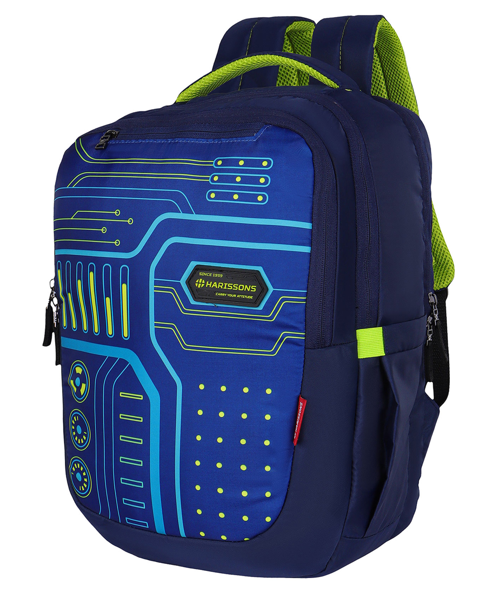 HARISSONS Microchip Navy Blue Green school Backpack for Lightweight Bookbag for Kids,Teens & Students.(Age - 9 to 12 Year - Height 18 Inches)-image-3