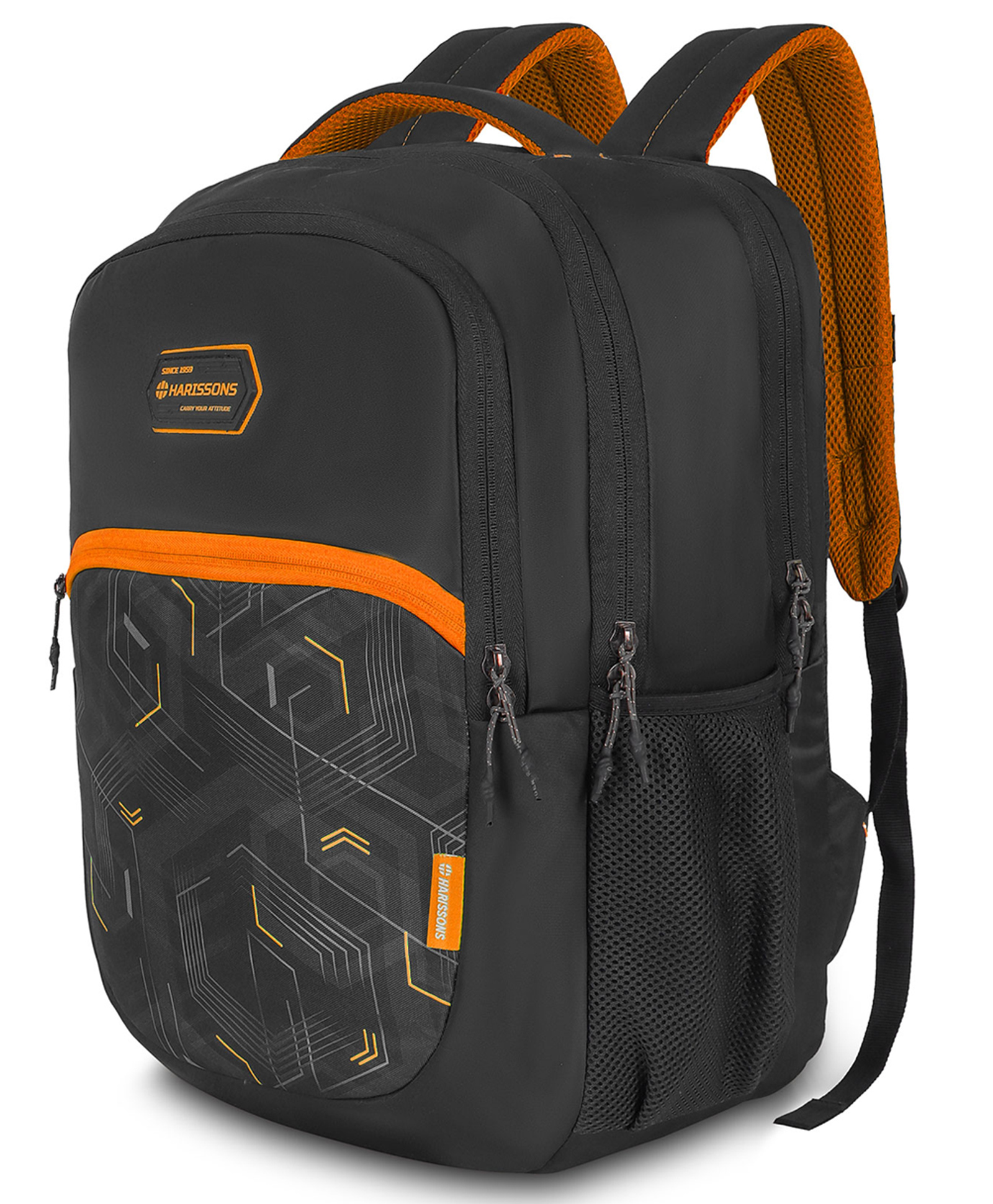 HARISSONS NOVIX Black Orange School Backpack Stylish & Practical for Students.(Age-9 to 12 Year-Height 18 Inches)-image-17