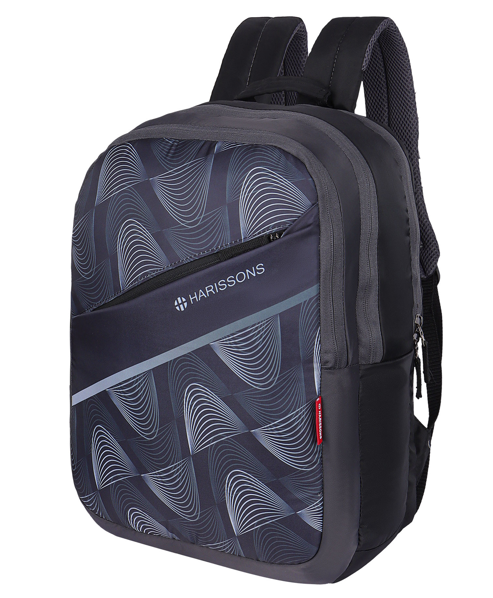 HARISSONS Sine Black Grey Lightweight School Backpack Stylish & Functional for Students.(Age-9 to 12 Year-Height 18 Inches)-image-4