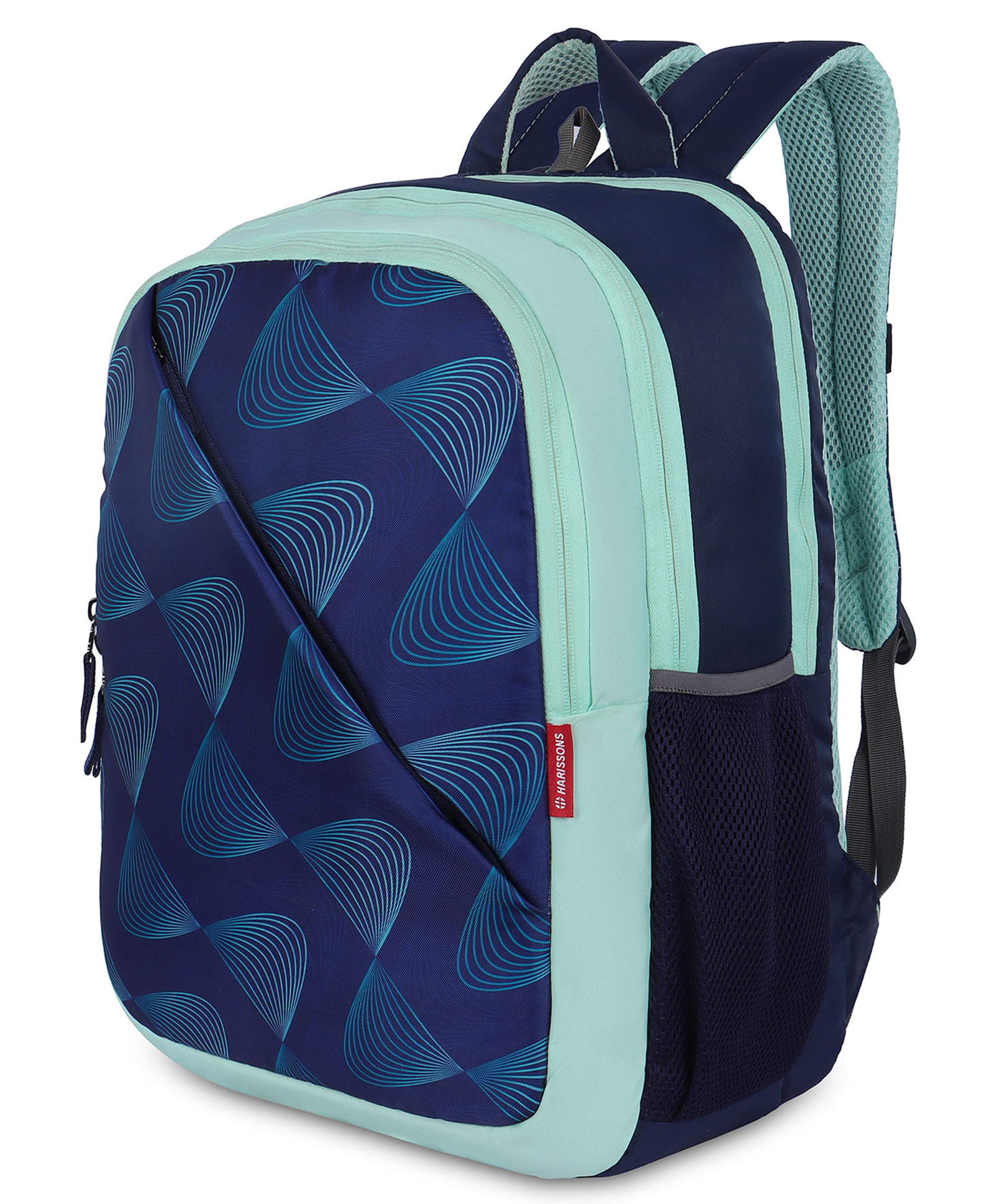 HARISSONS Sine Navy Mint Lightweight School Backpack Stylish & Functional for Students.(Age-9 to 12 Year-Height 18 Inches)-picture-7