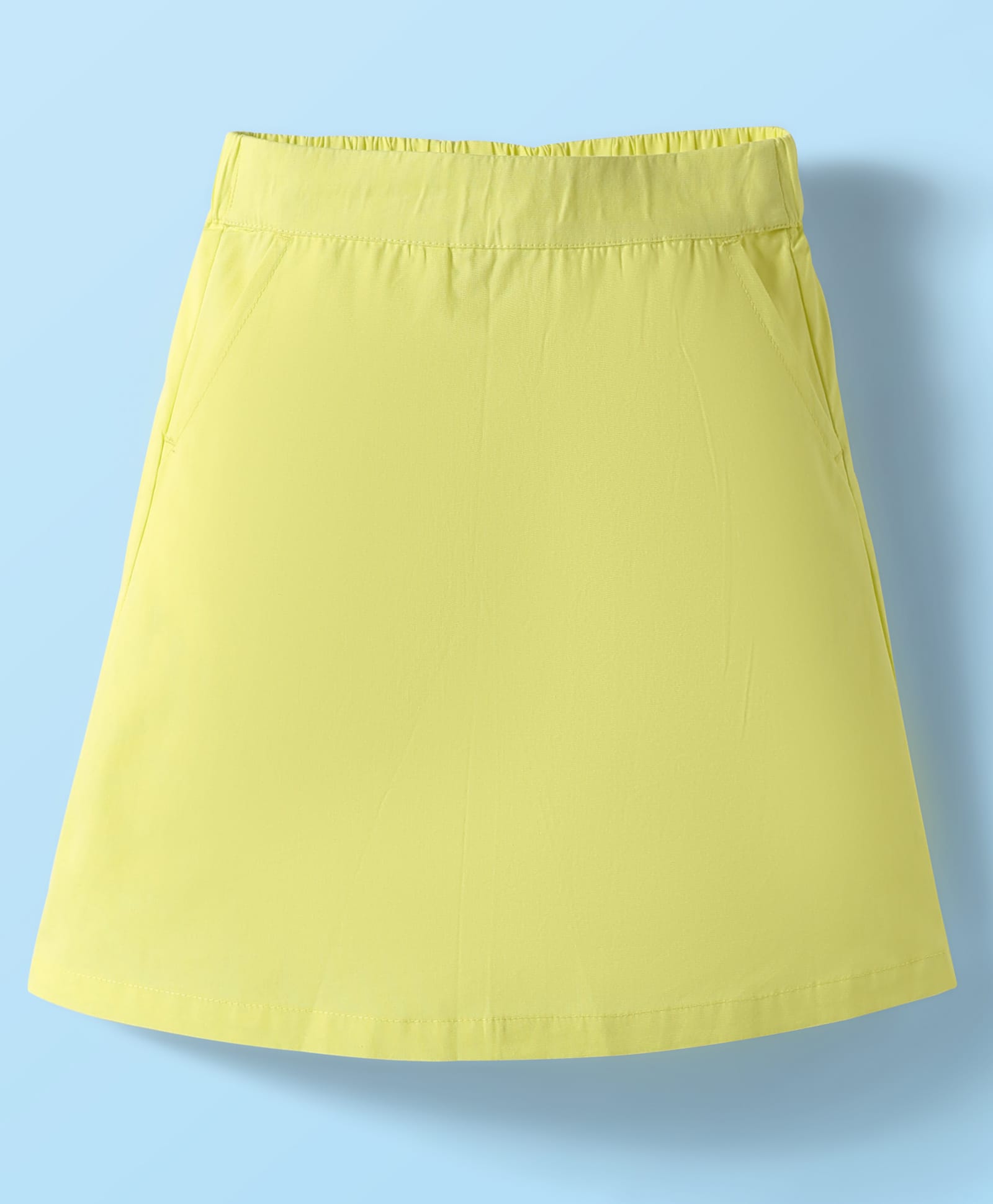 kookie kids india Kookie Kids Poplin Woven Above Knee Length Solid Color Elasticated Skirt - Limegreen-picture-22