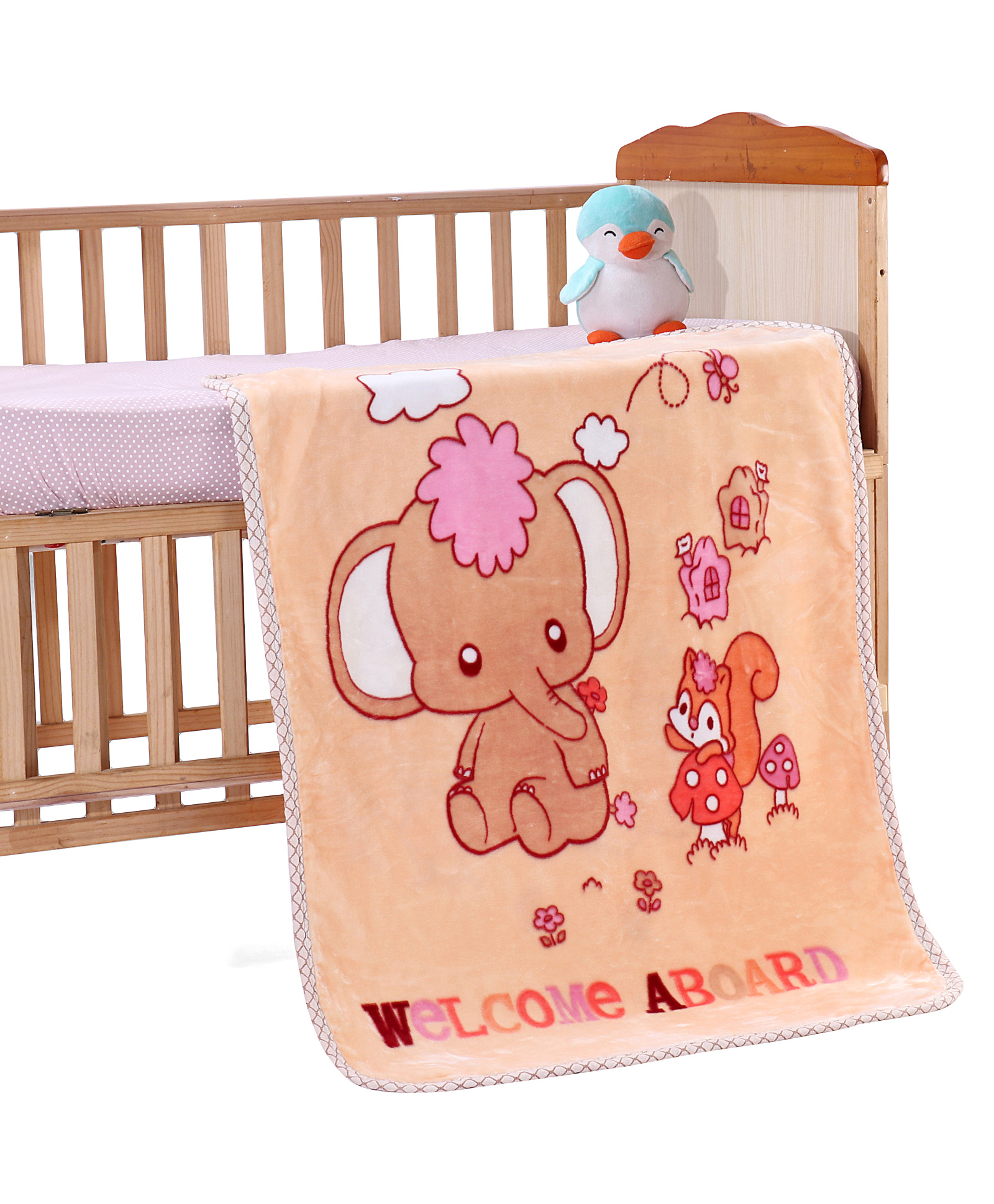 ZOE Supersoft Coral Blanket Elephant Print - Beige | Machine Washable| Soft Breathable Material| Wrinkle Resistant| Quick Dry-picture-29