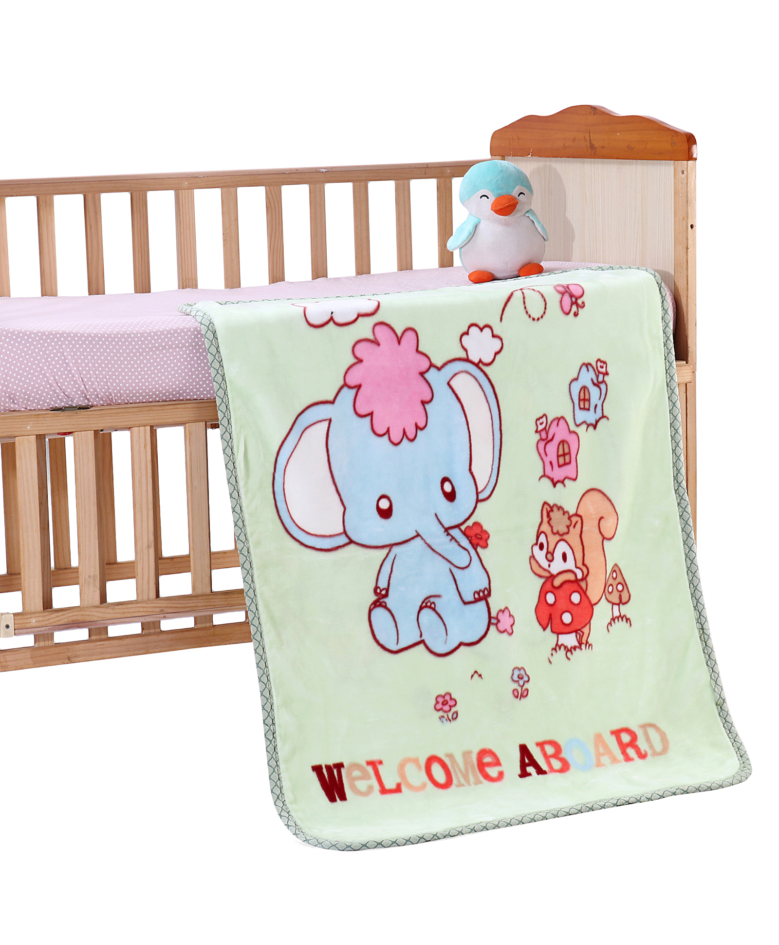 ZOE Supersoft Coral Blanket Elephant Print - Light Green | Machine Washable| Soft Breathable Material| Wrinkle Resistant| Quick Dry-picture-40
