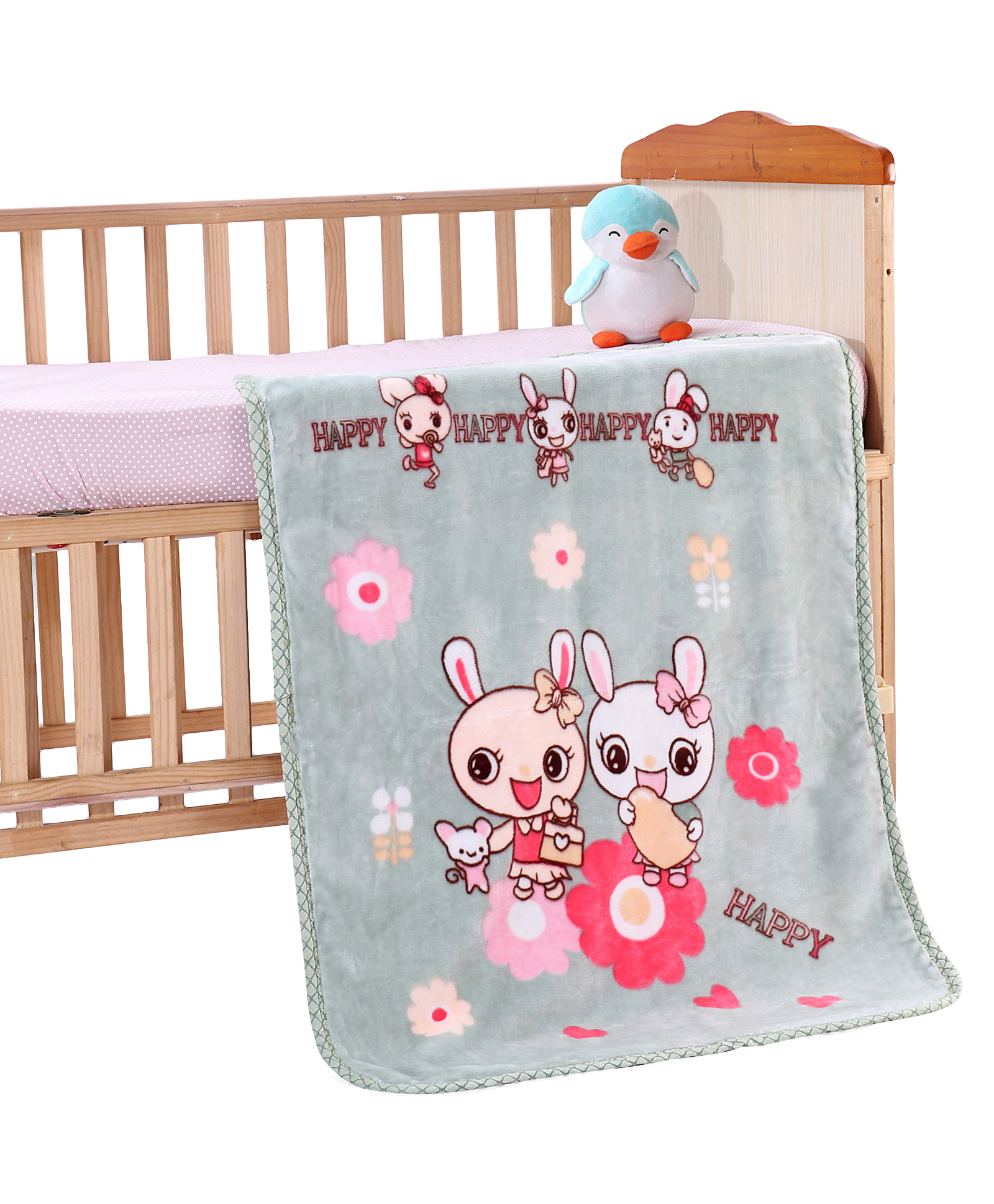 Zoe Supersoft Coral Blanket Bunny Print -Grey | Machine Washable| Soft Breathable Material| Wrinkle Resistant| Quick Dry-image-30