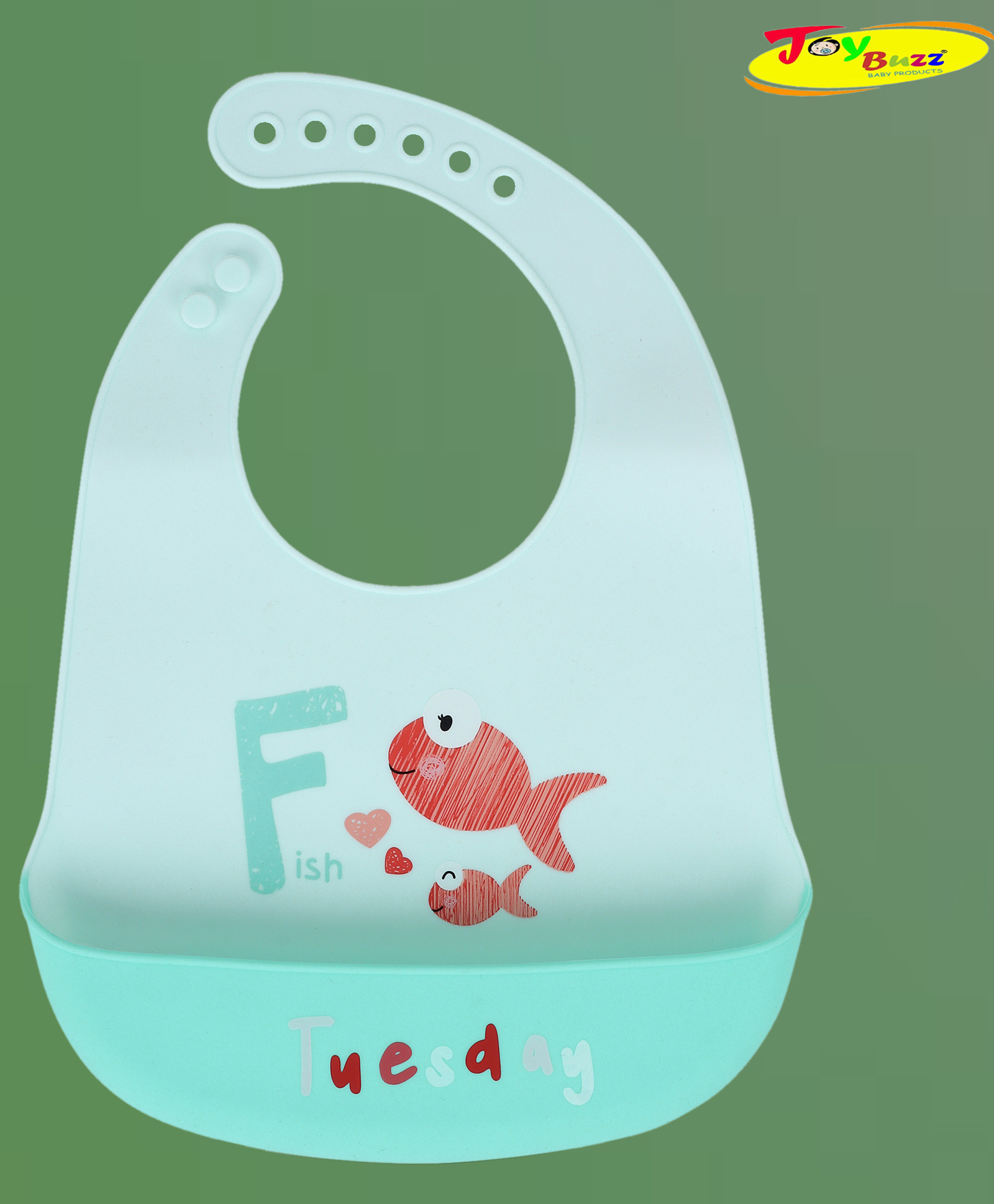 JOY BUZZ Joy Buzz Waterproof Silicone Bibs For Baby With Crumb Catcher Pocket With 6 Point Adjustable Closure - Green-picture-45