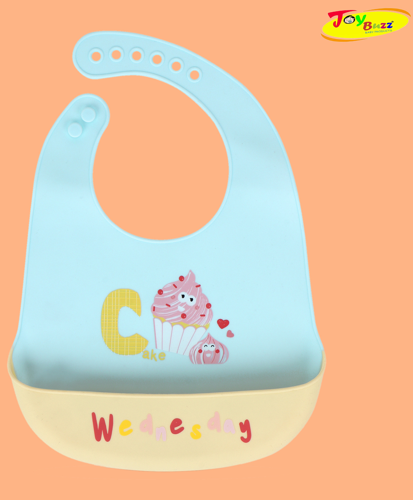 JOY BUZZ Joy Buzz Waterproof Silicone Bibs For Baby With Crumb Catcher Pocket With 6 Point Adjustable Closure - Sky-blue-picture-48