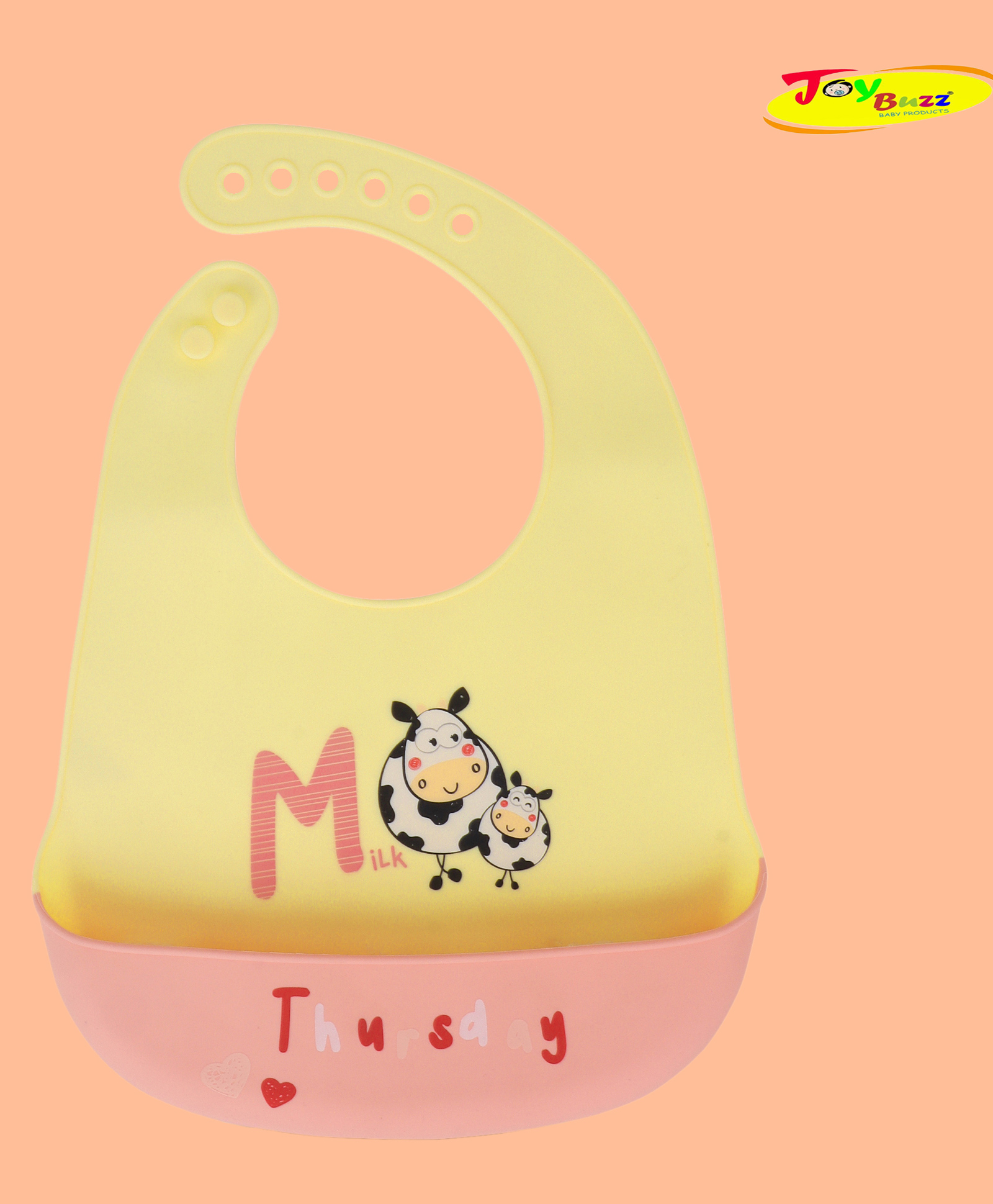 JOY BUZZ Joy Buzz Waterproof Silicone Bibs For Baby With Crumb Catcher Pocket With 6 Point Adjustable Closure - Yellow-image-48