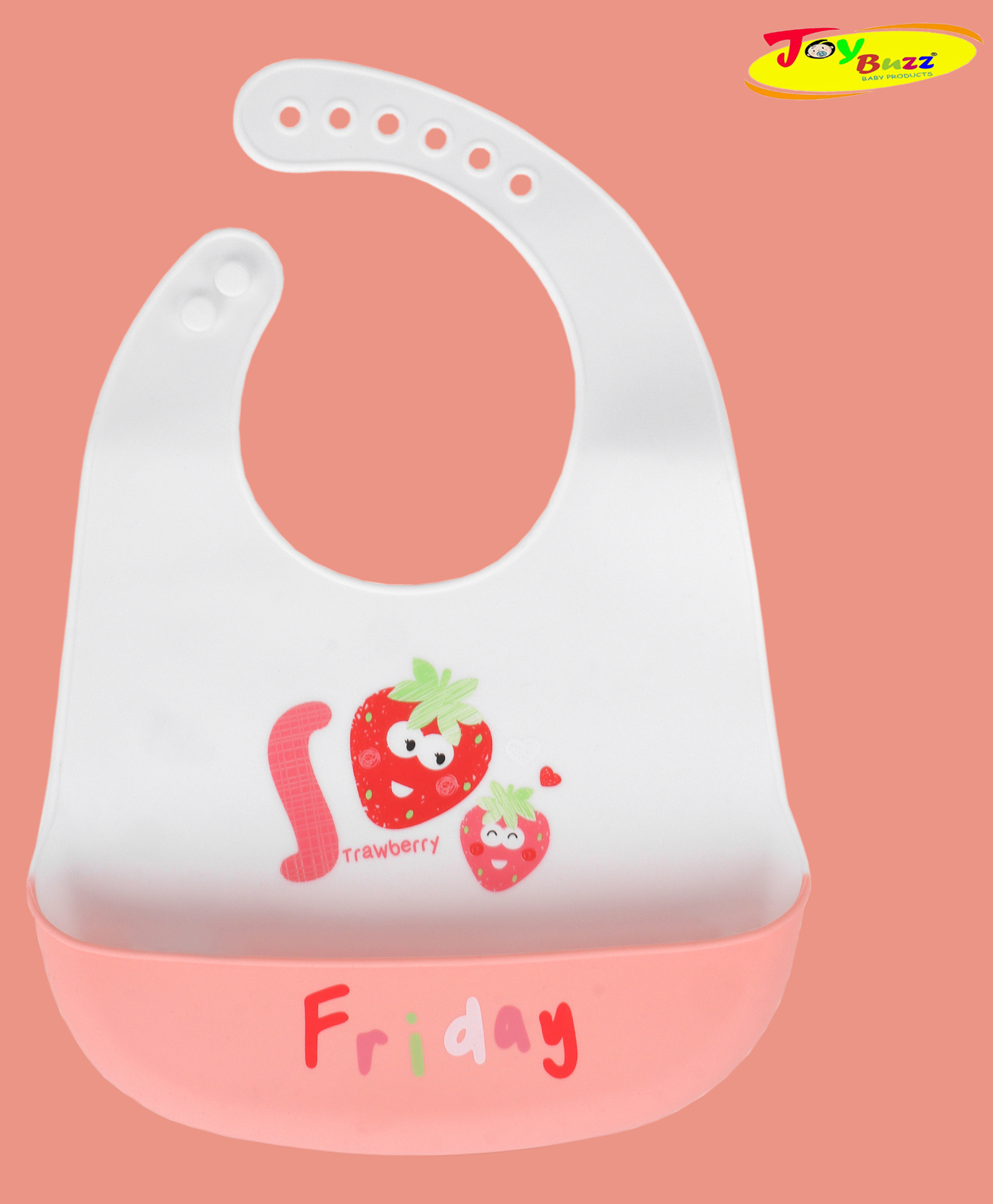JOY BUZZ Joy Buzz Waterproof Silicone Bibs For Baby With Crumb Catcher Pocket With 6 Point Adjustable Closure - White-image-49