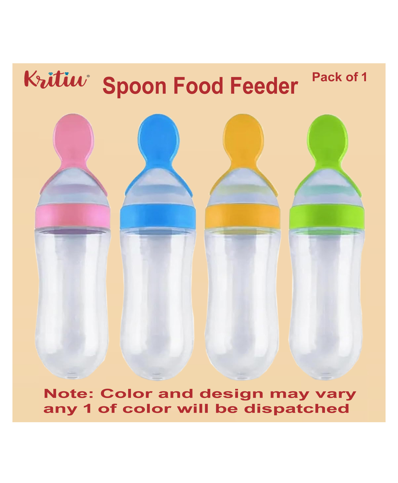 Kritiu First Feed Food Feeder with 90ml Capacity for 4M+ Baby, Premium Soft Silicone Food Grade BPA Free for Cereals, Infant, Kids (Pack of-1)-picture-10