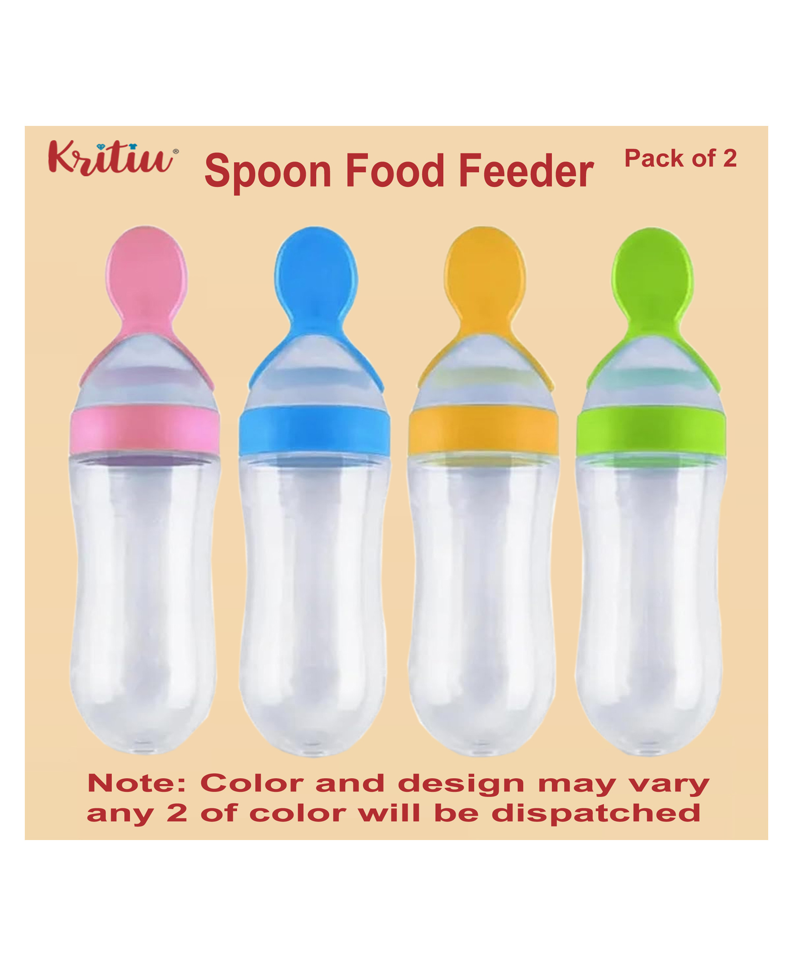 Kritiu First Feed Food Feeder with 90ml Capacity for 4M+ Baby, Premium Soft Silicone Food Grade BPA Free for Cereals, Infant, Kids (Pack of-2)-picture-8