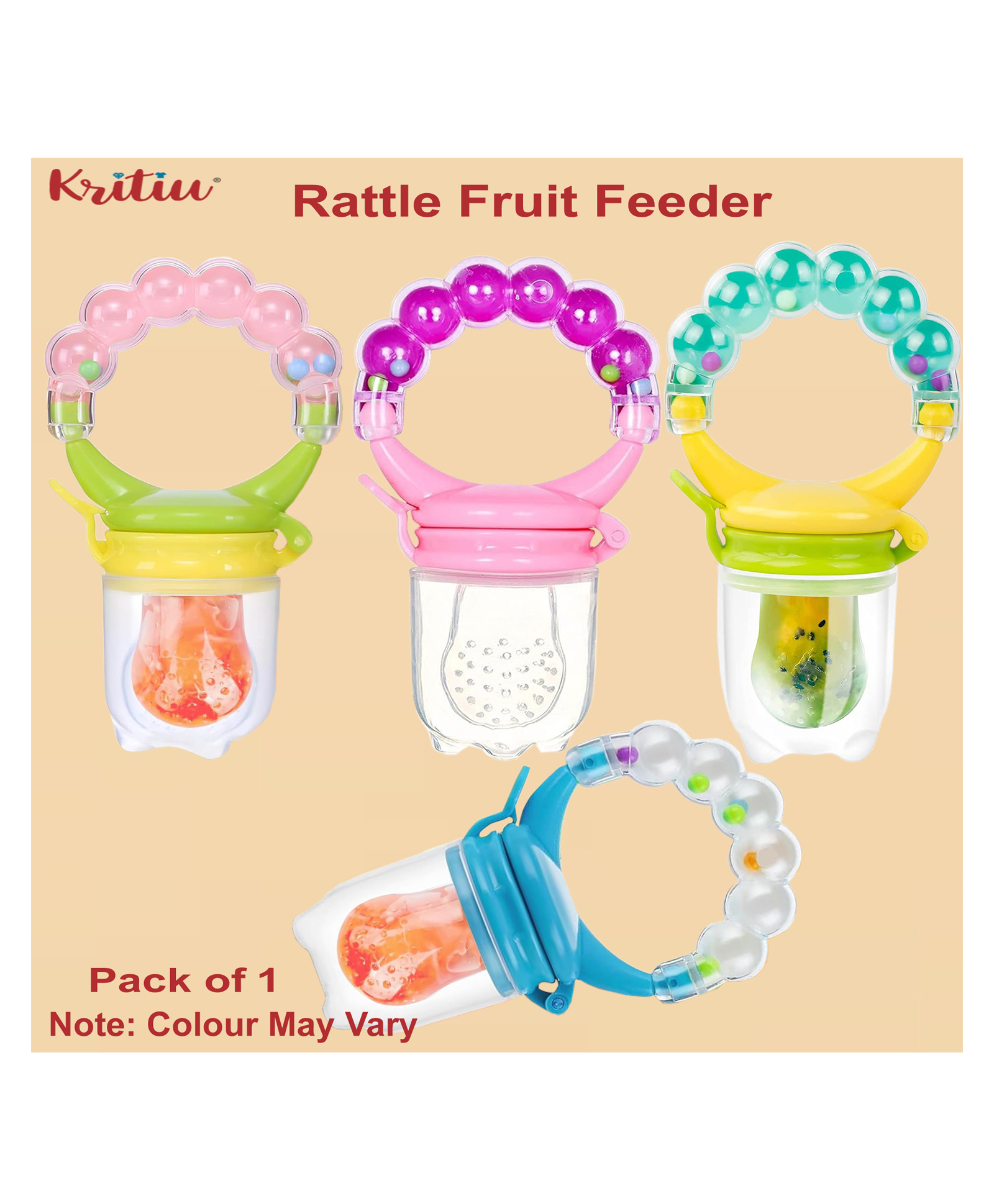 Kritiu Chewy Food & Fruit Silicone Nibbler - Multicolor (Pack of 1)-picture-9