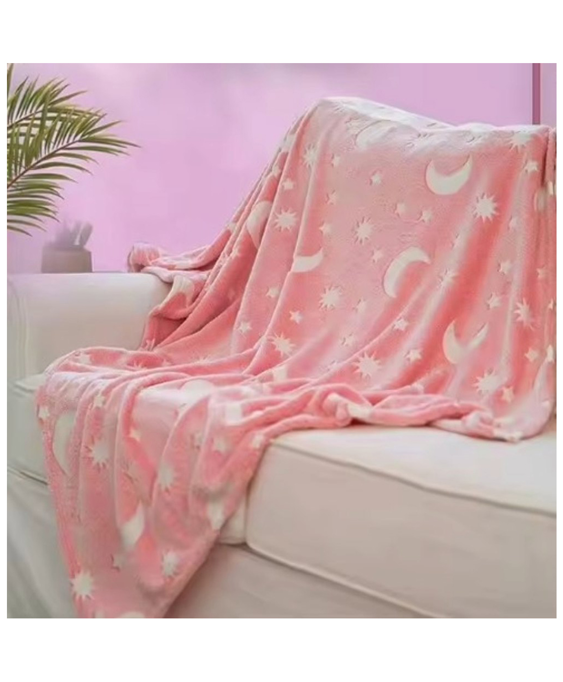 TONY STARK Big Size Unicorn Glow in The Dark Blanket for Kids,|200x152 Cm| Soft Flannel Fleece Throw, Cozy & Warm All-Season Radium Blanket for Boys & Girls (Pink Moon & Stars)-image-16