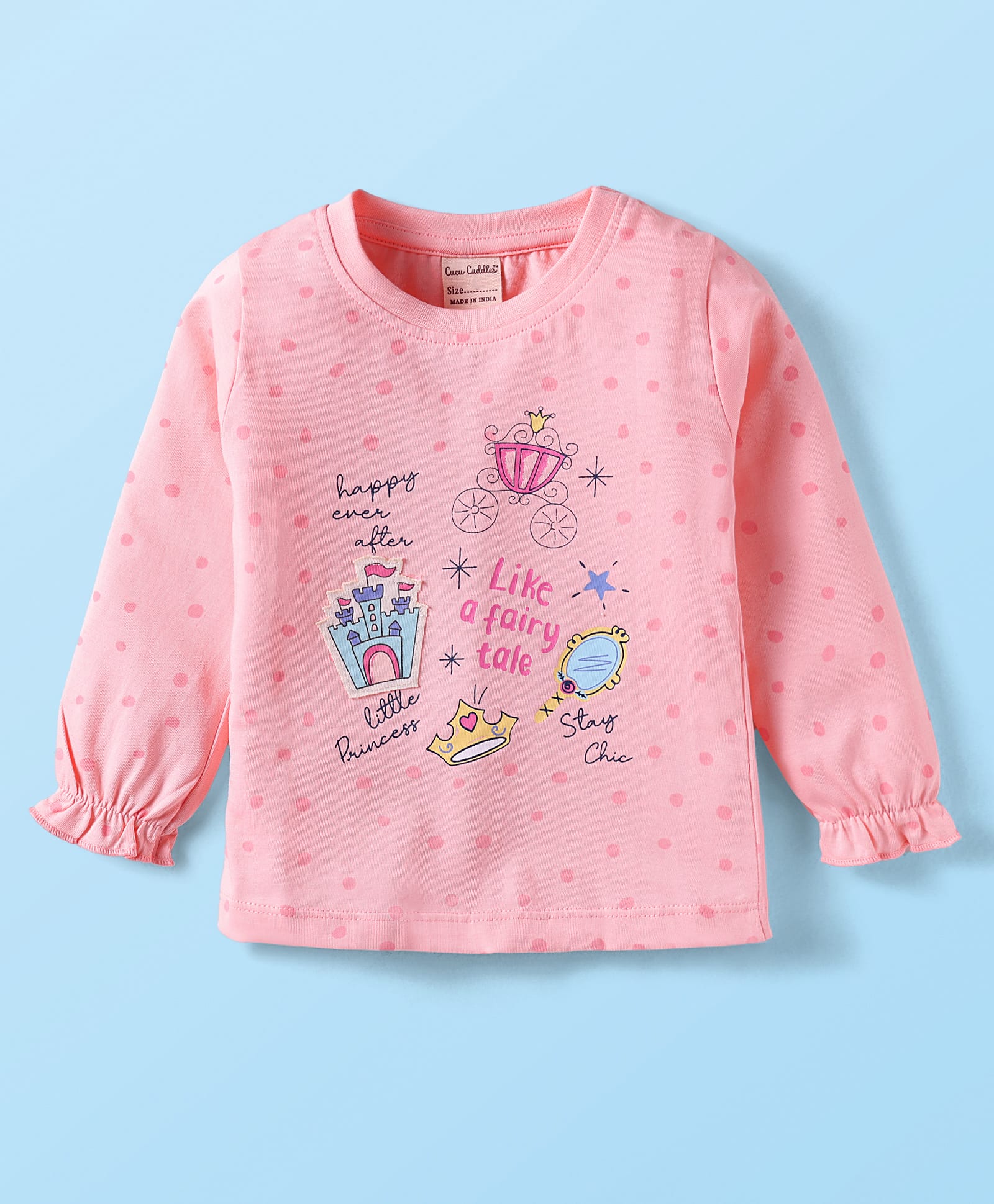CUCUMBER Sinker Knit Full Sleeves T-Shirt with Fairy Tale Text Print - Pink-image-18