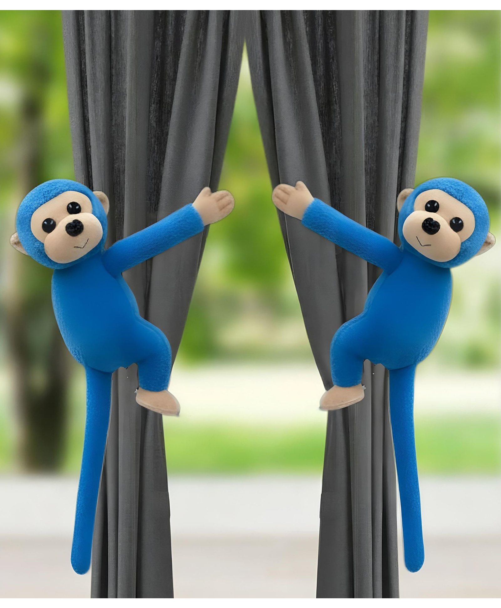 Tickles 2 Pcs Monkey Soft Stuffed Plush Animal Hanging Toy For Kids Boys & Girls Home Decoration (Size: 28 cm Color: Blue)-image-10