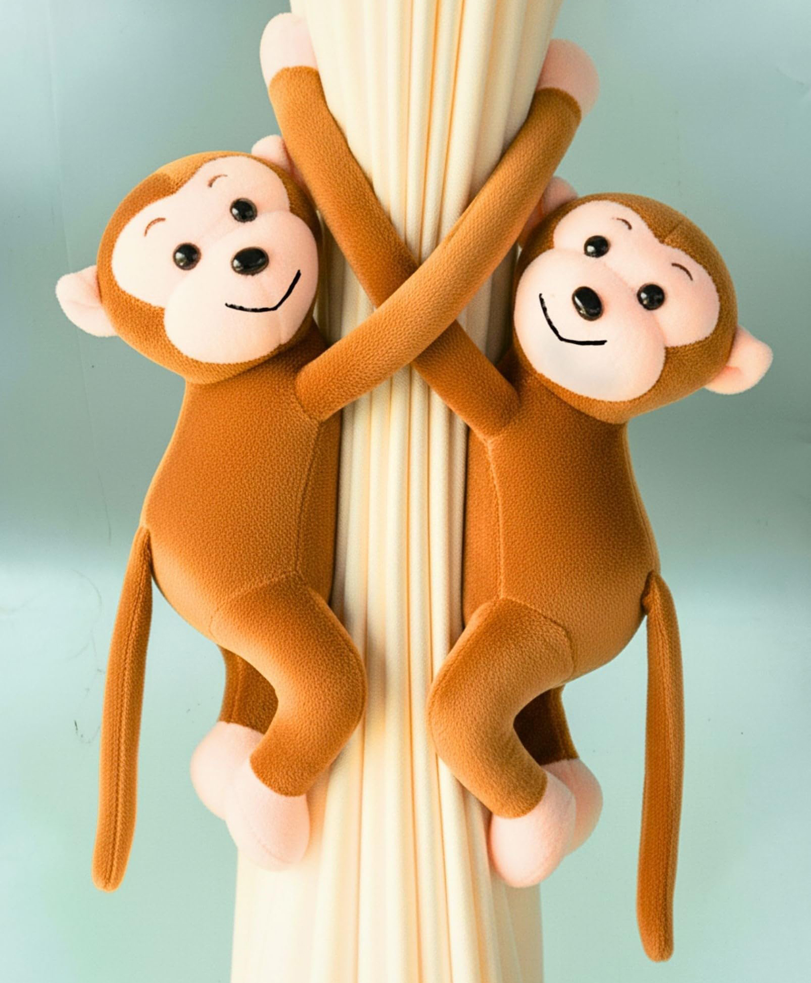 Tickles 2 Pcs Monkey Soft Stuffed Plush Animal Hanging Toy For Kids Boys & Girls Home Decoration (Size: 28 cm Color: Light Brown)-picture-16
