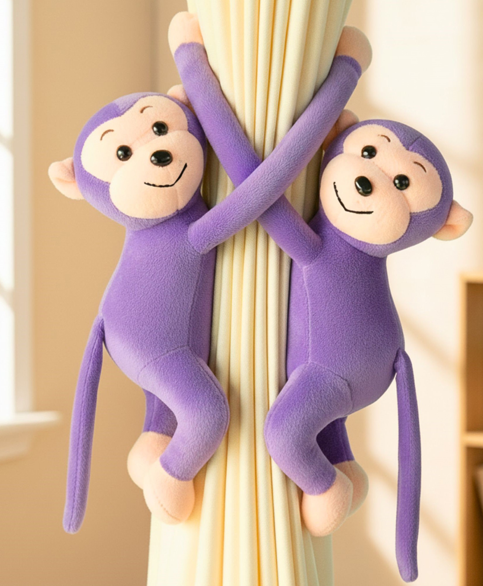 Tickles 2 Pcs Monkey Soft Stuffed Plush Animal Hanging Toy For Kids Boys & Girls Home Decoration (Color: Purple Size: 30 cm)-image-11
