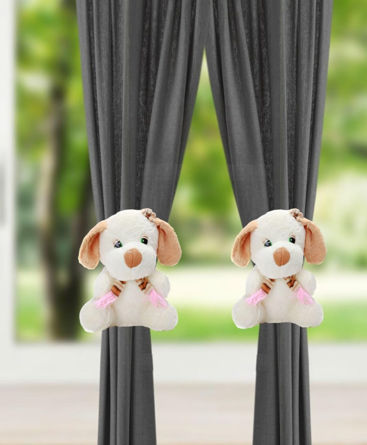 Tickles 2 Pcs Mufler Dog Soft Stuffed Plush Animal Hanging Toy For Kids Boys & Girls Home Decoration (Color: White; Size: 22 cm)-image-35