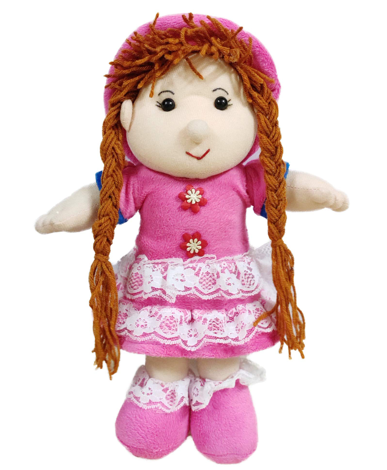 Tickles Beautiful Doll With Flower Dress Soft Stuffed Plush Toy for Kids Girls Birthday Gift (Size: 32 cm Color: Pink)-image-29