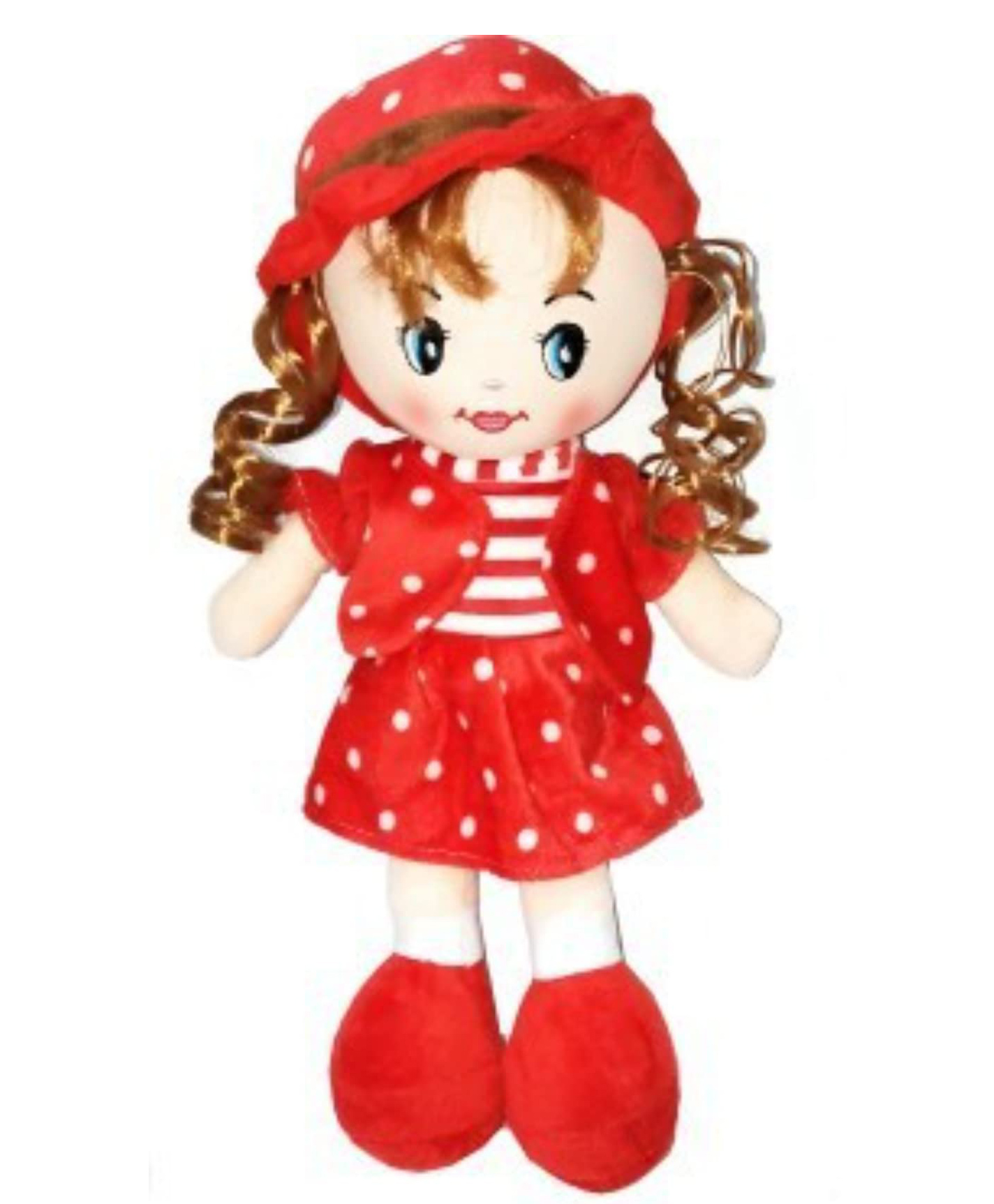 Tickles Soft Plush Doll Blond Curly Hair Ragged Stuffed Baby Toy for Kids Girls Birthday Gifts (Size: 40 cm, Color: Red)-image-35