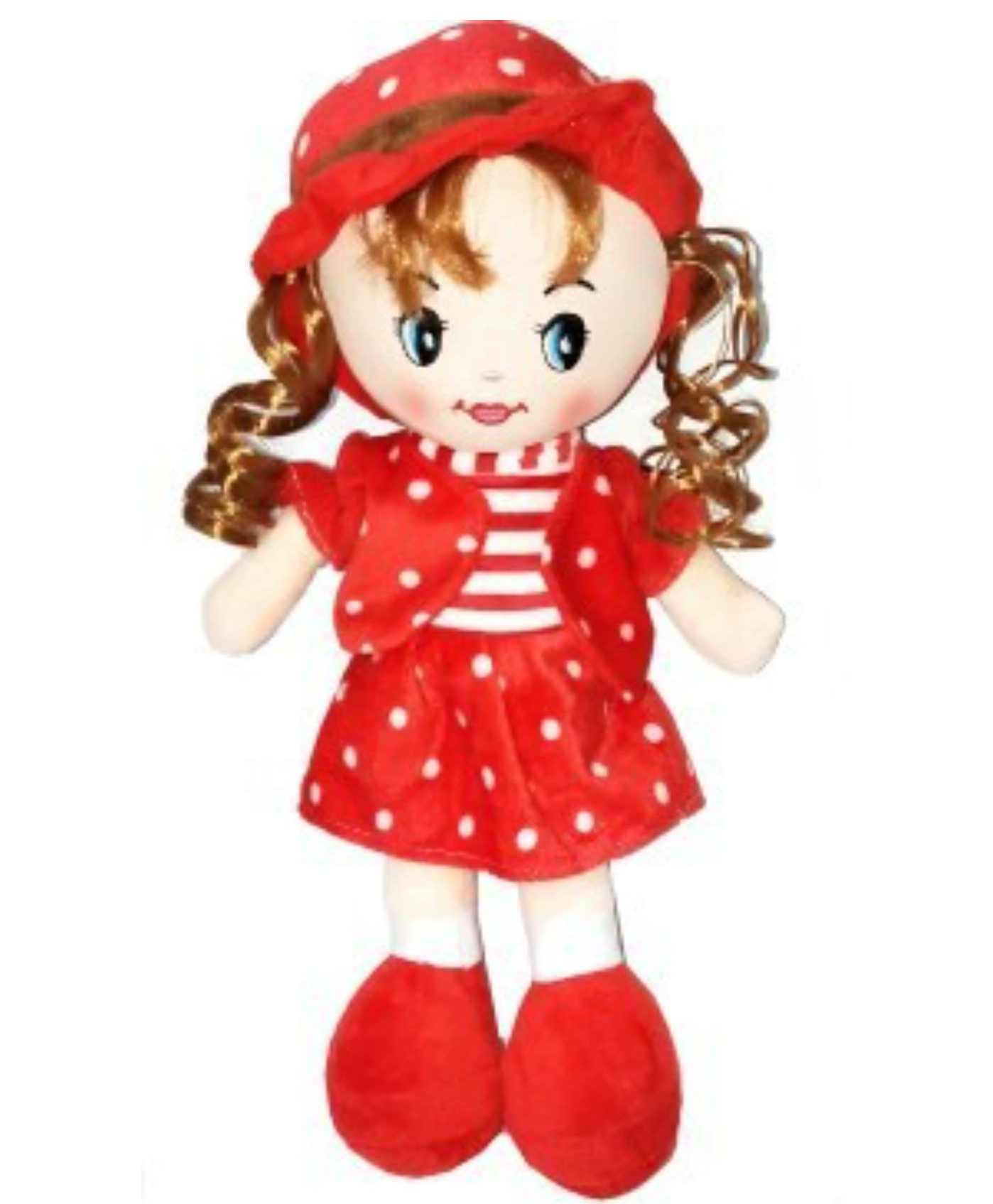 Tickles Soft Plush Doll Blond Curly Hair Ragged Stuffed Baby Toy for Kids Girls Birthday Gifts (Size: 30 cm, Color: Red)-image-36