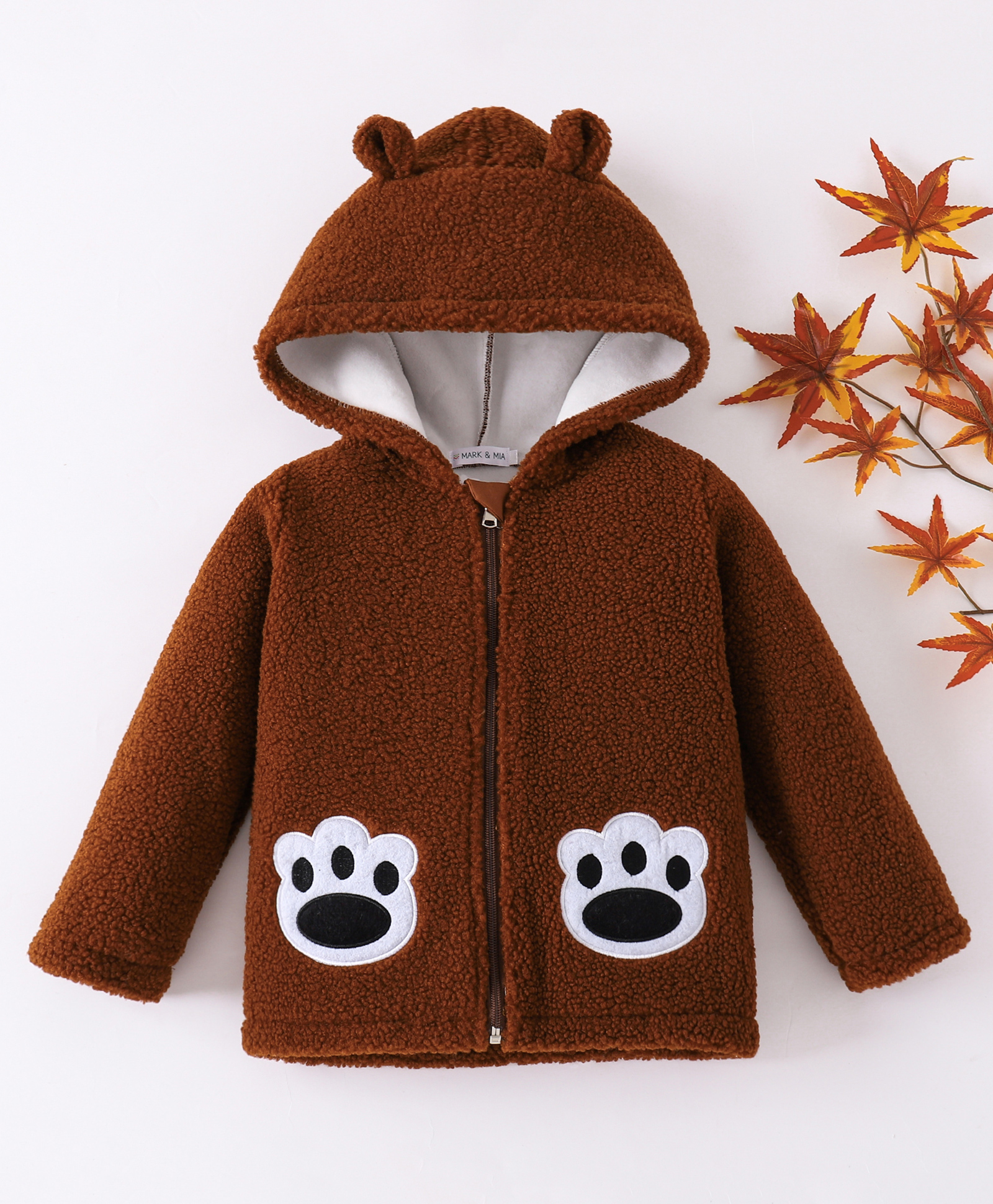 Mark & Mia Full Sleeves Hooded Sweatjacket With Paw Patch - Brown-picture-35