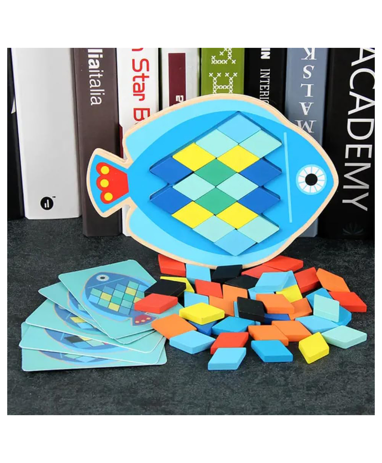 Eduspark Fish Shape Wooden Mosaic Toy Educational Learning Puzzle for Kids Ages 3+ | Montessori Fine Motor Skills Toy for Color Recognition, Sorting & Creativity-image-18