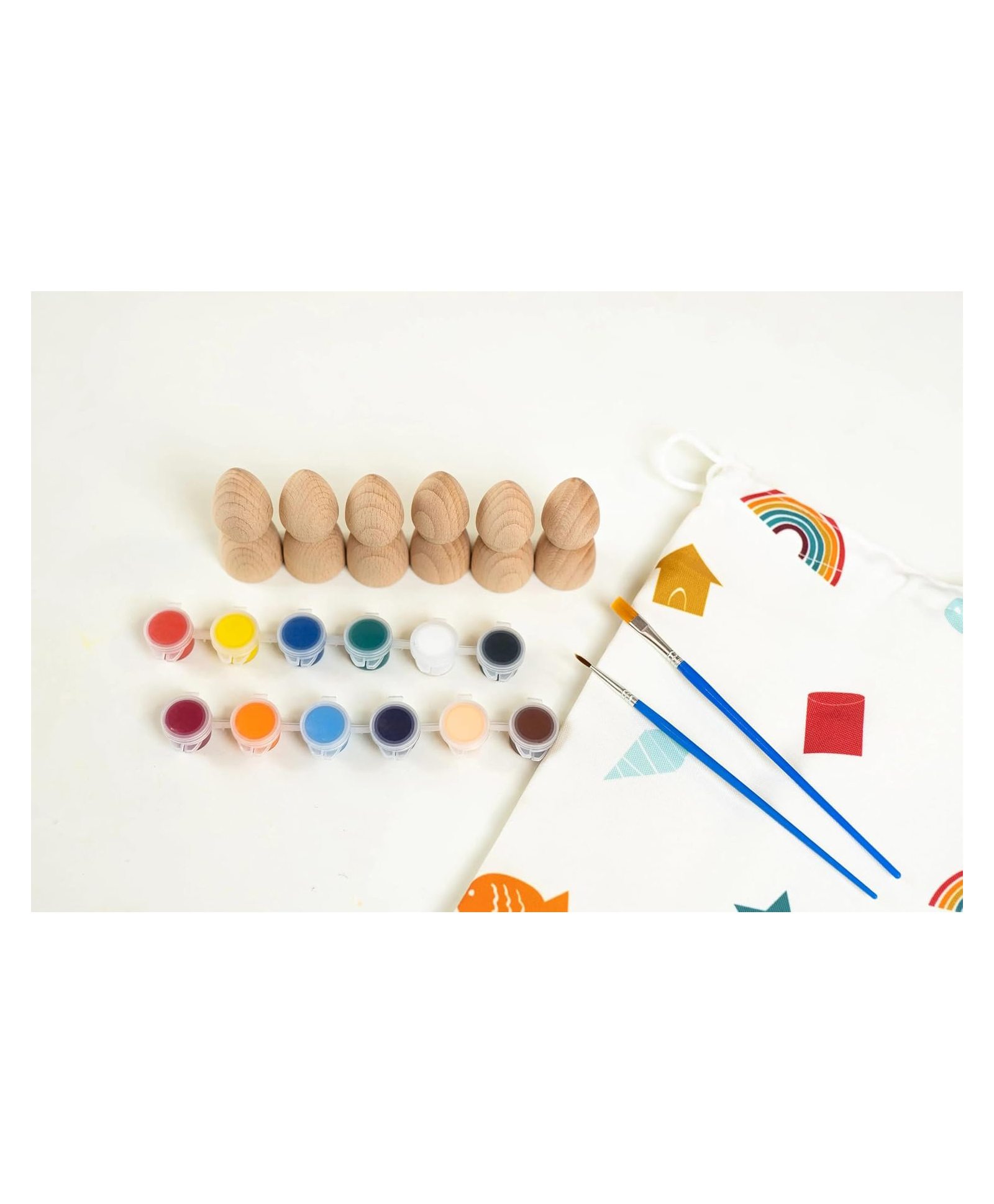 Eduspark DIY Wooden Nins Paint Your Own Peg Dolls Kit with Storage Bag Montessori Craft Toy for Kids Wooden People Figures for Painting, Role Play, Sorting & Creative Play-image-6
