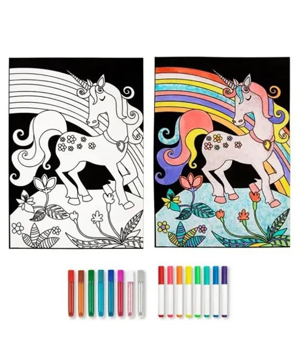 Eduspark Large Velvet Coloring Kit 17 Pcs Wooden Art Kit for Kids | Includes Velvet Coloring Sheets & Markers DIY Coloring Activity Set | Mess-Free Creative Fun-picture-10