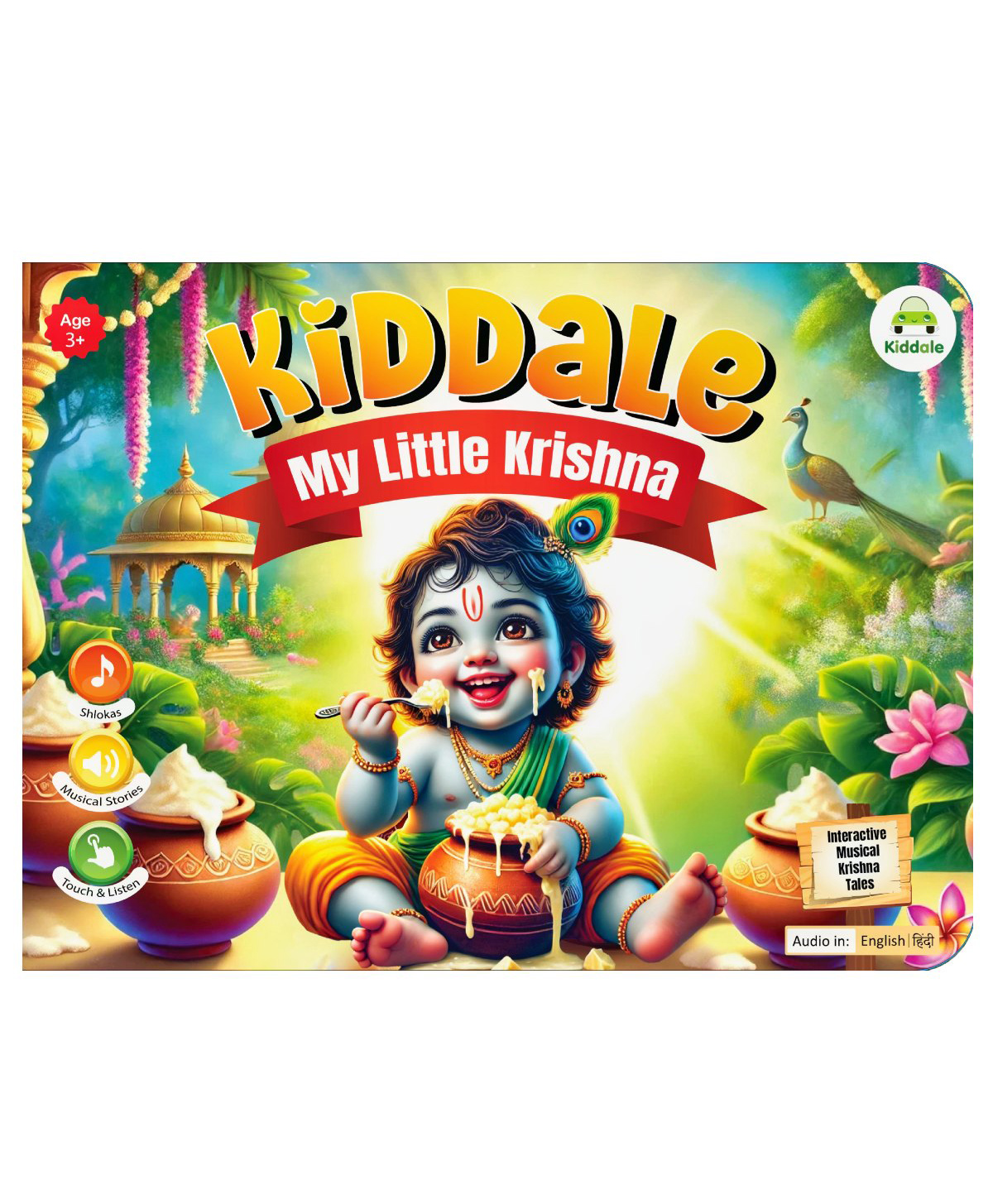 Kiddale My Little Krishna Musical Book | Bilingual Hindi-English Spiritual Sound Book for Kids | Audio Stories, Shlokas, Flute Music | Touch & Learn Mythology Book-picture-22