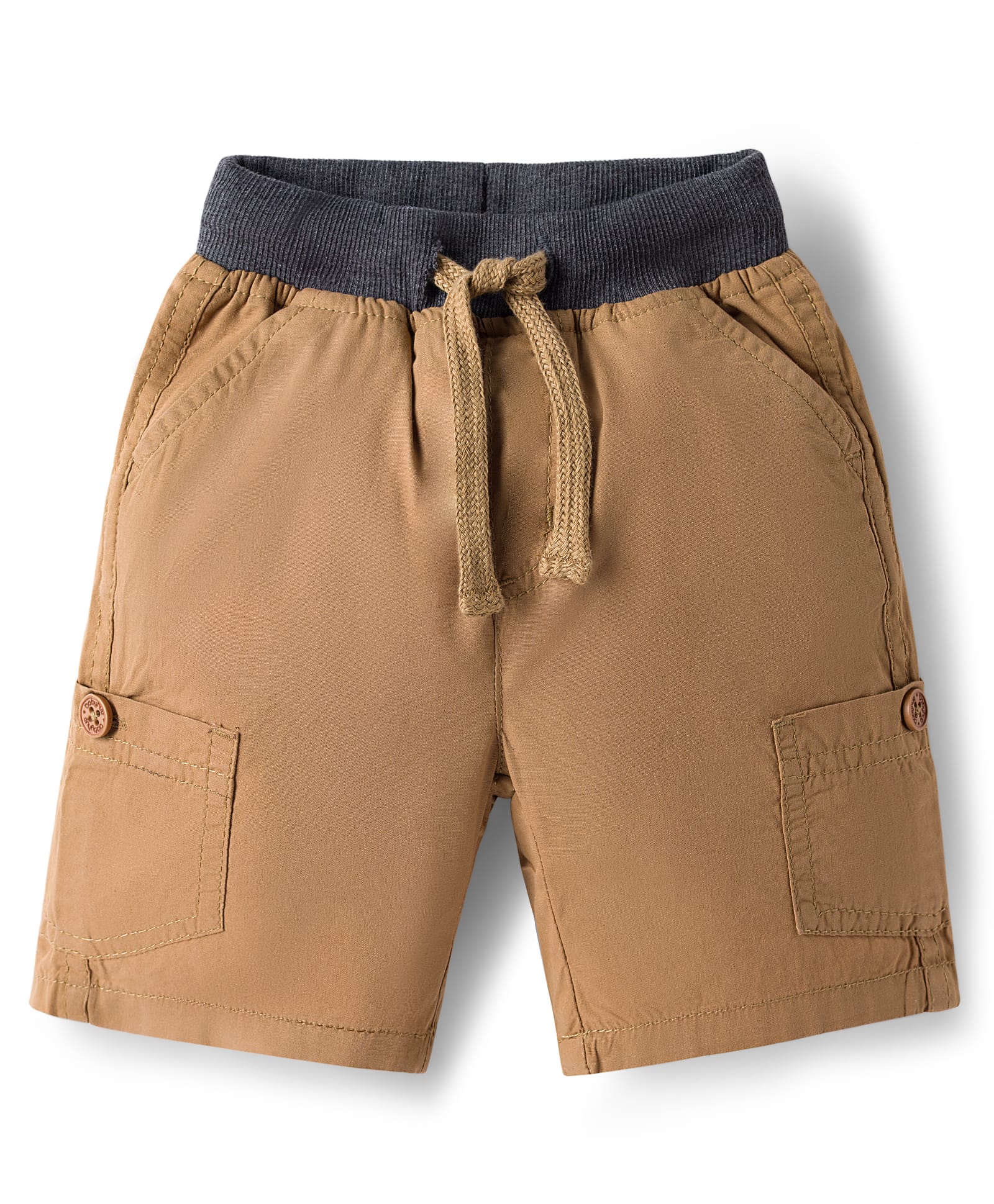 Babyhug Poplin Woven Mid Thigh Solid Colour Shorts - Khaki-image-27