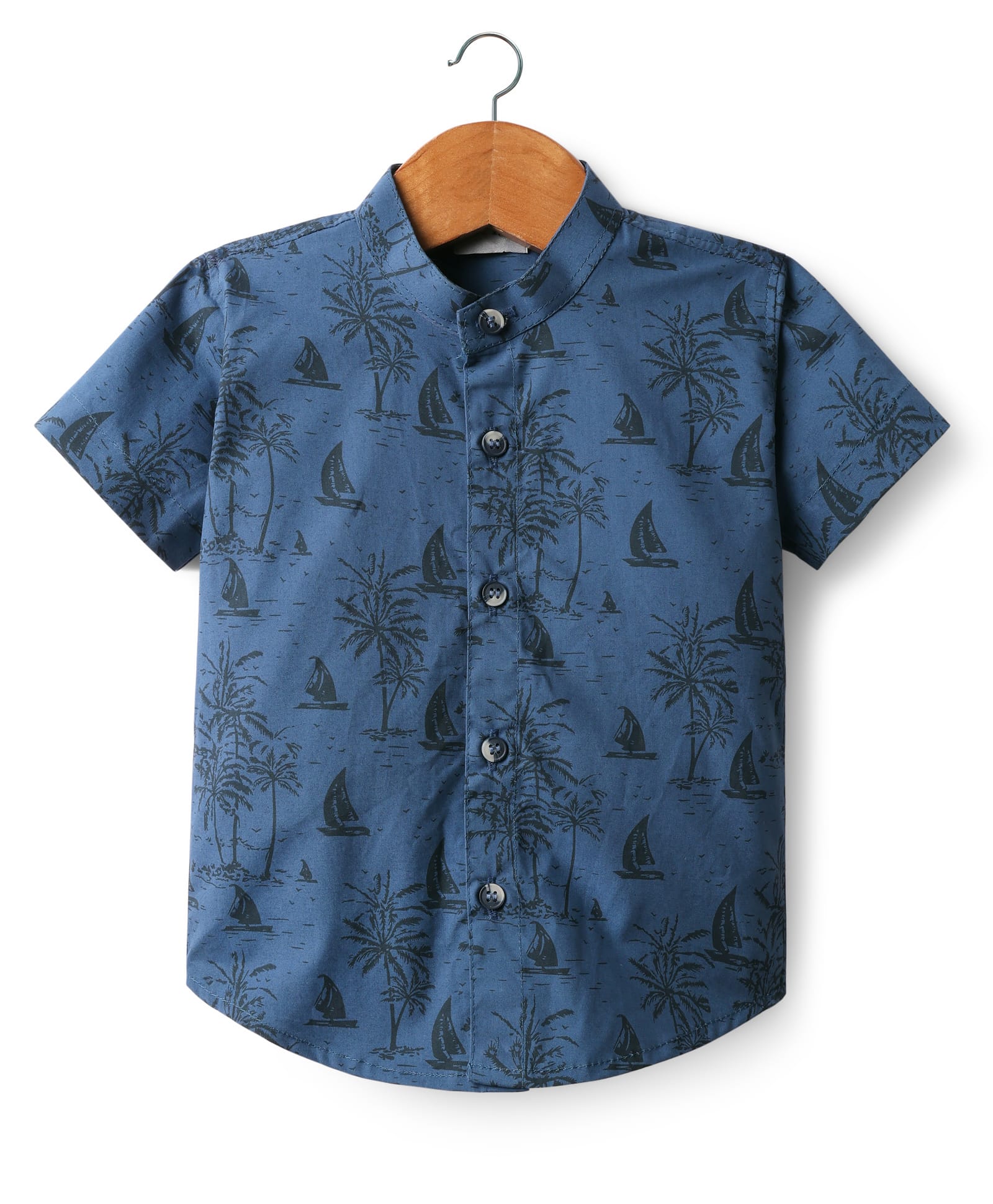 Dapper Dudes Woven Half Sleeves Beach Theme Printed Shirt - Blue-image-27