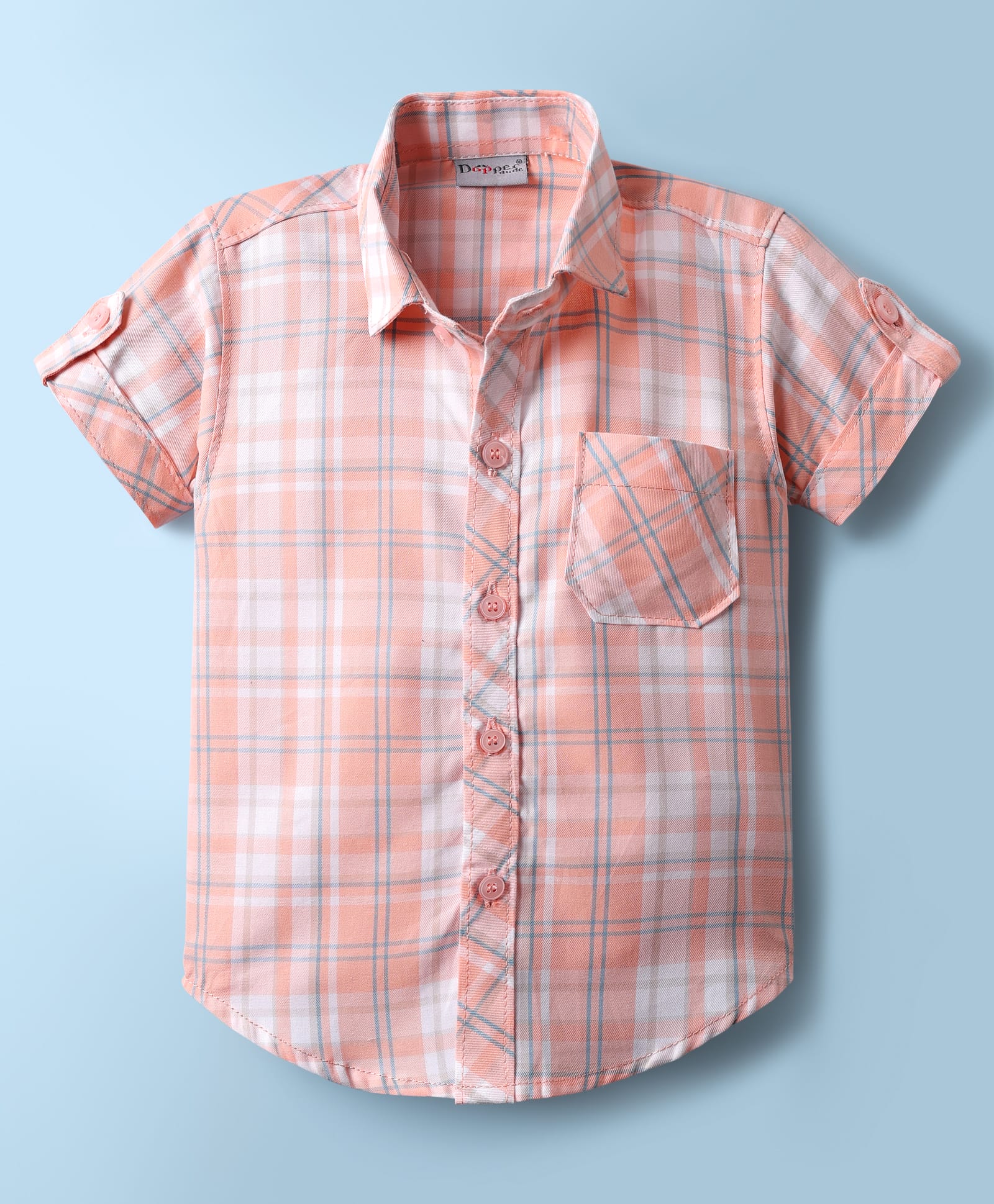 Dapper Dudes Woven Half Sleeves Checked Shirt - Peach-image-16