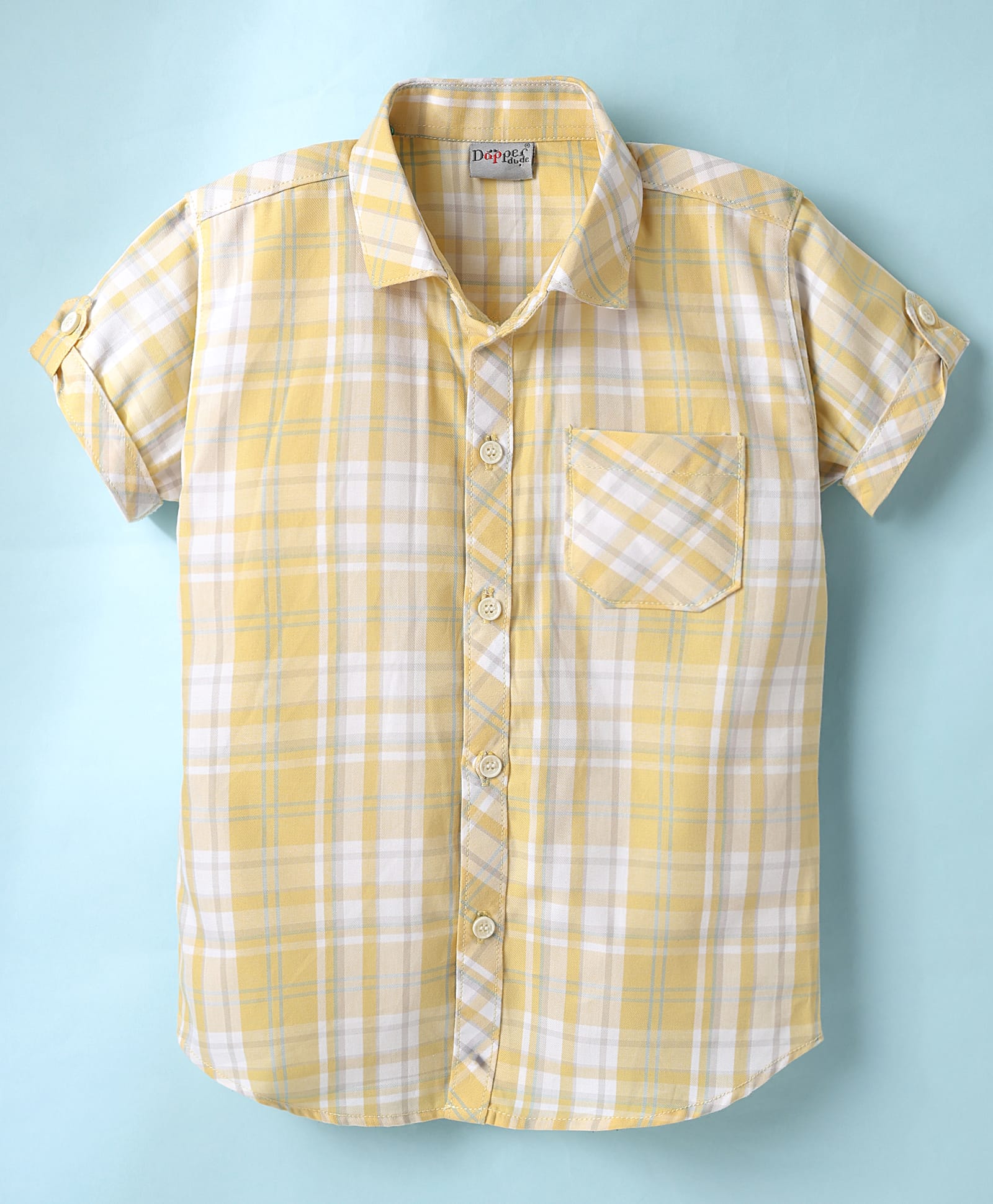 Dapper Dudes Woven Half Sleeves Checked Shirt - Yellow-image-49
