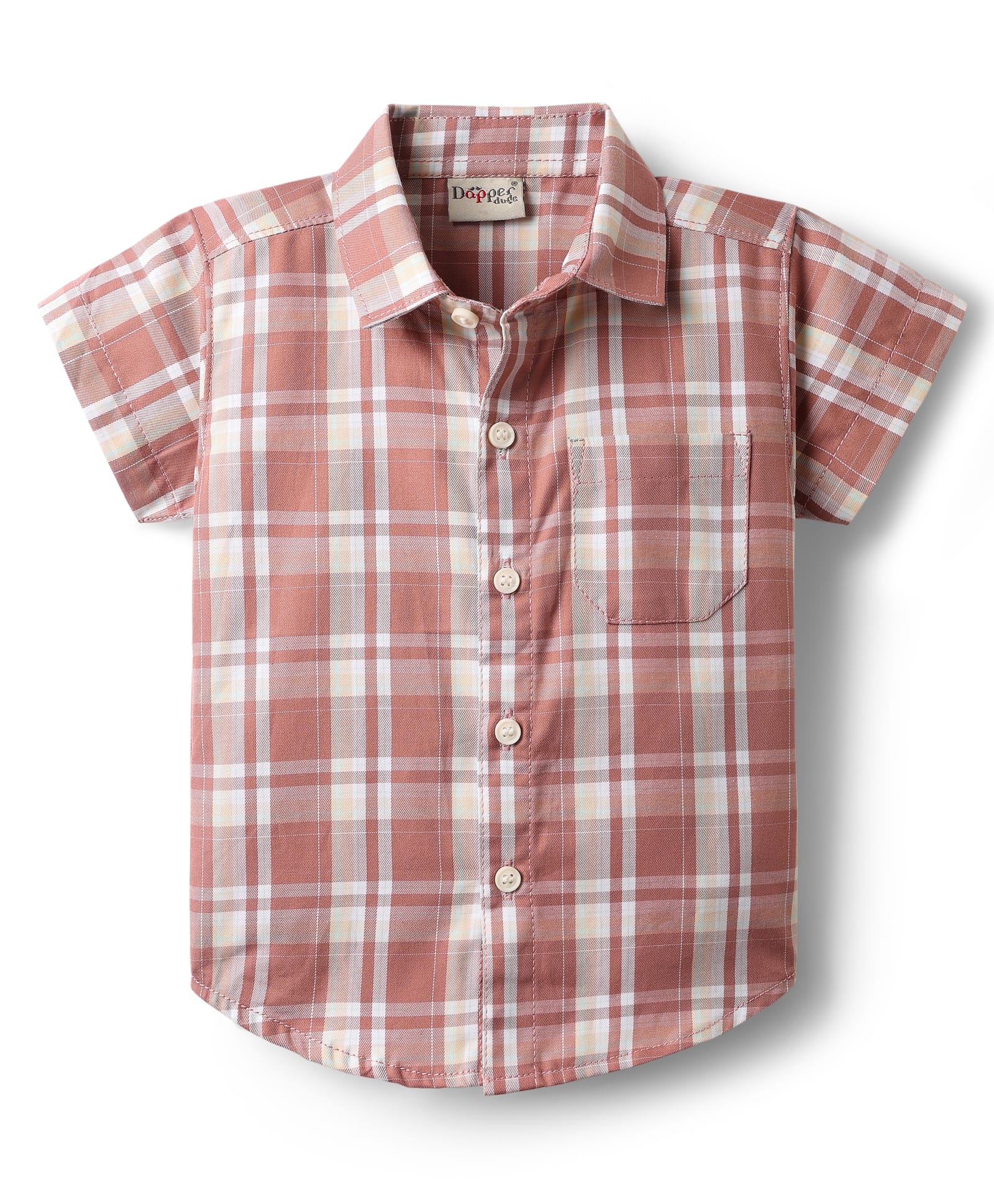 Dapper Dudes Woven Half Sleeves Checked Shirt - Brown-picture-19