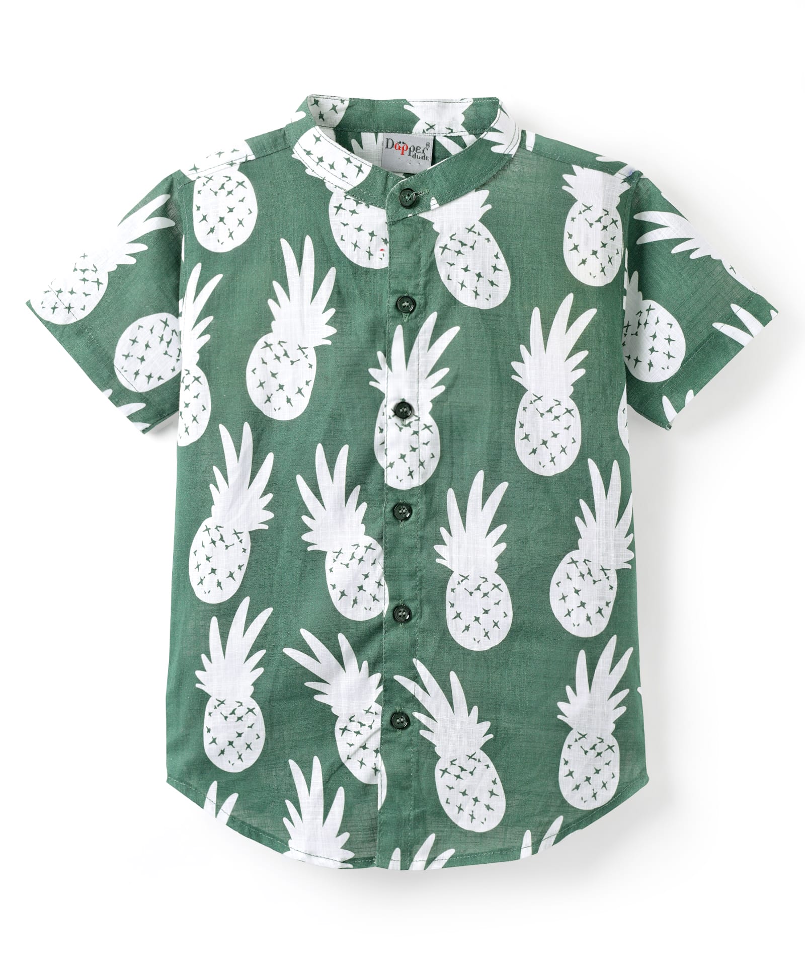 Dapper Dudes Half Sleeves Pineapple Printed Shirt - Green-image-21
