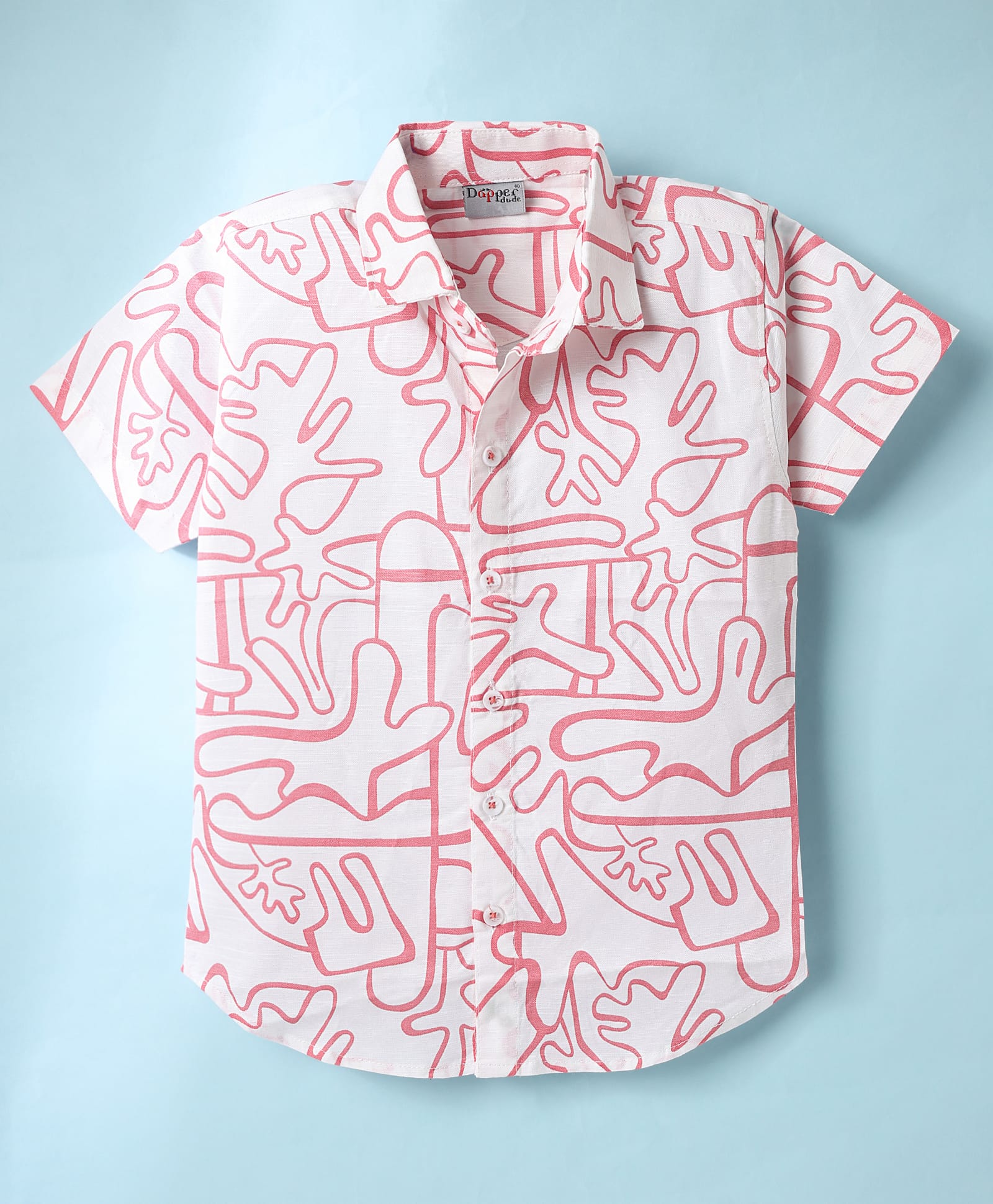 Dapper Dudes Woven Half Sleeves Abstract Printed Shirt - Pink-picture-25
