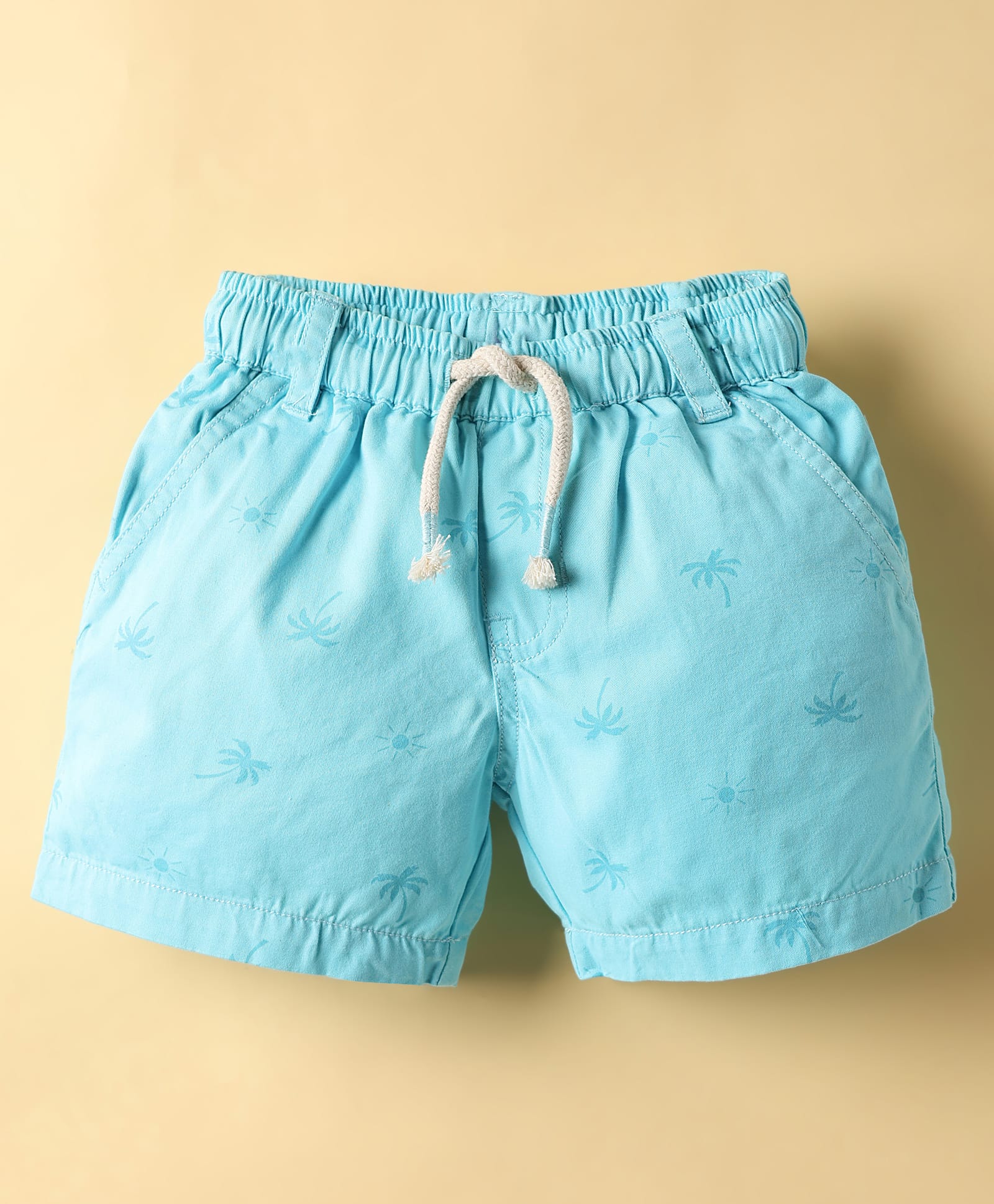 Simply Premium Twill Woven Knee Length Beach Theme Printed Shorts - Aqua Blue-picture-2