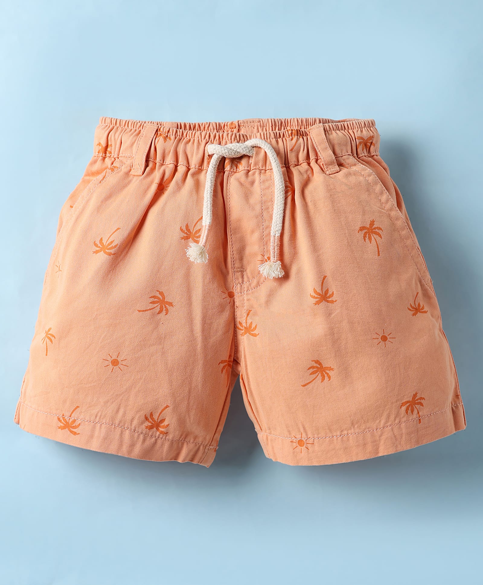 Simply Premium Twill Woven Knee Length Beach Theme Printed Shorts - Orange-picture-25