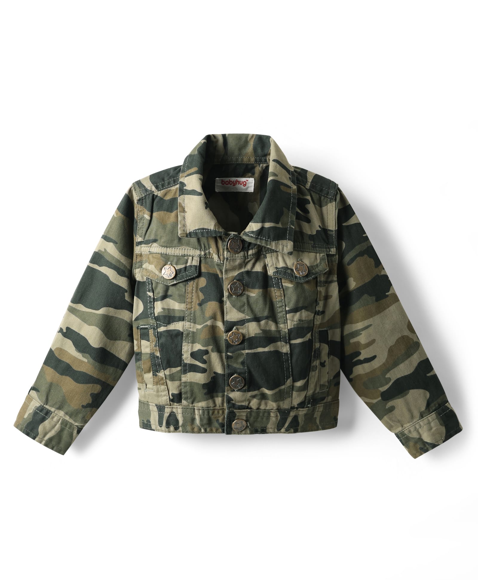 Babyhug Woven Full Sleeves Cotton Lycra Denim Jacket With Camouflage Print - Multicolor-image-30
