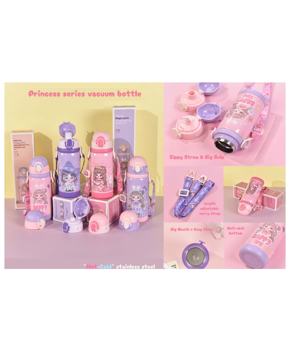 SANJARY Cute Girls Vacuum Bottle Sipper Double Lid 450 ml-image-27