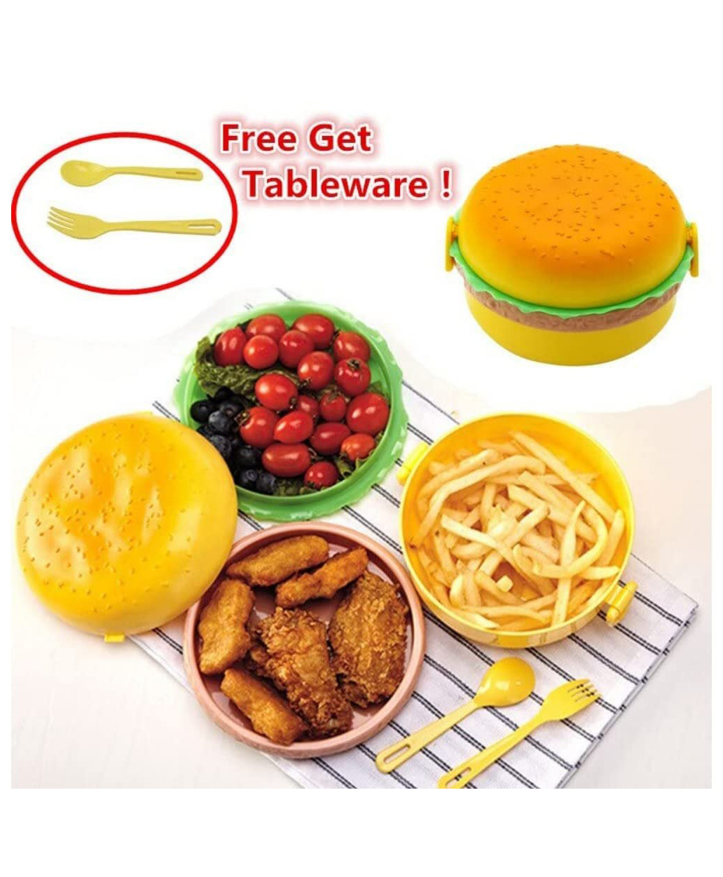 SANJARY plastic Burger Shape Lunch Box cute Food Theme Lunch box for kids color design may vary-image-12