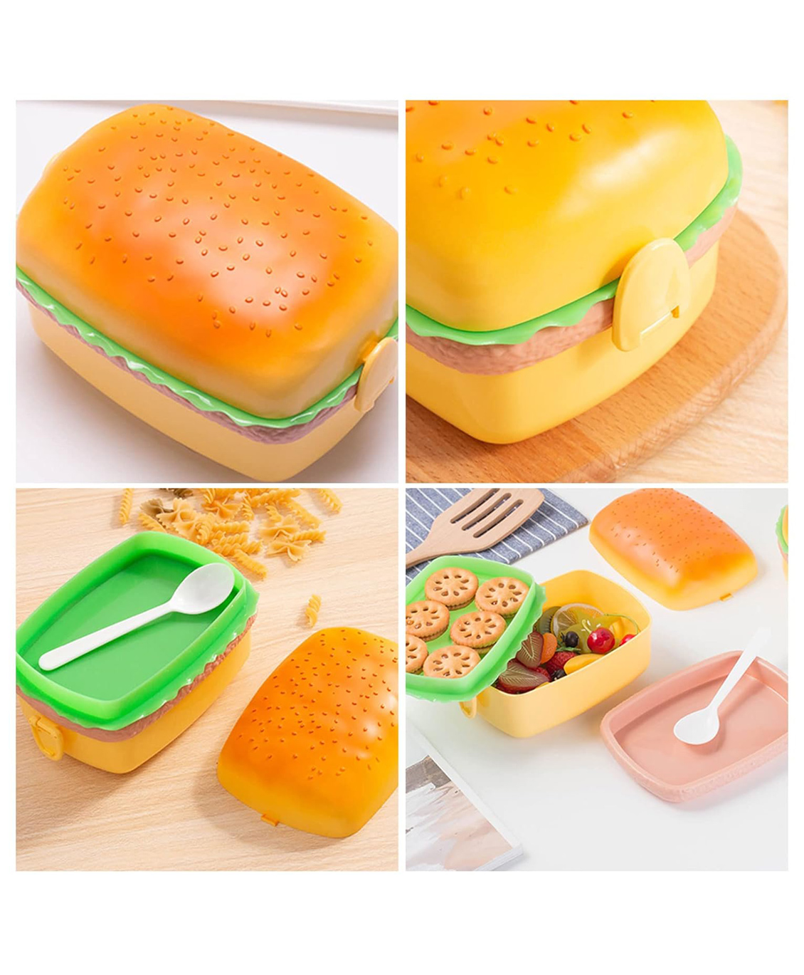 SANJARY 3 Layer Burger Lunch Box for Kids School Tiffin Box color design may vary-picture-43