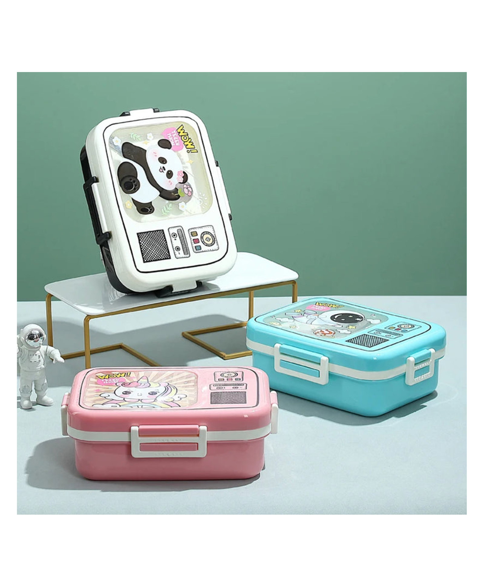 SANJARY 3 Compartment Stainless Steel 750ml Lunch Box 70ml bowl for kids color design may vary-image-37